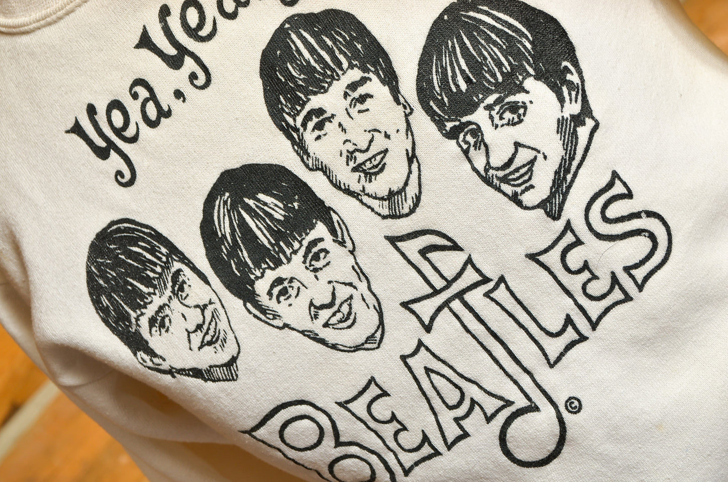 1960s Beatles Sweatshirt White Cotton Promo British Invasion Cotton Sweatshirt