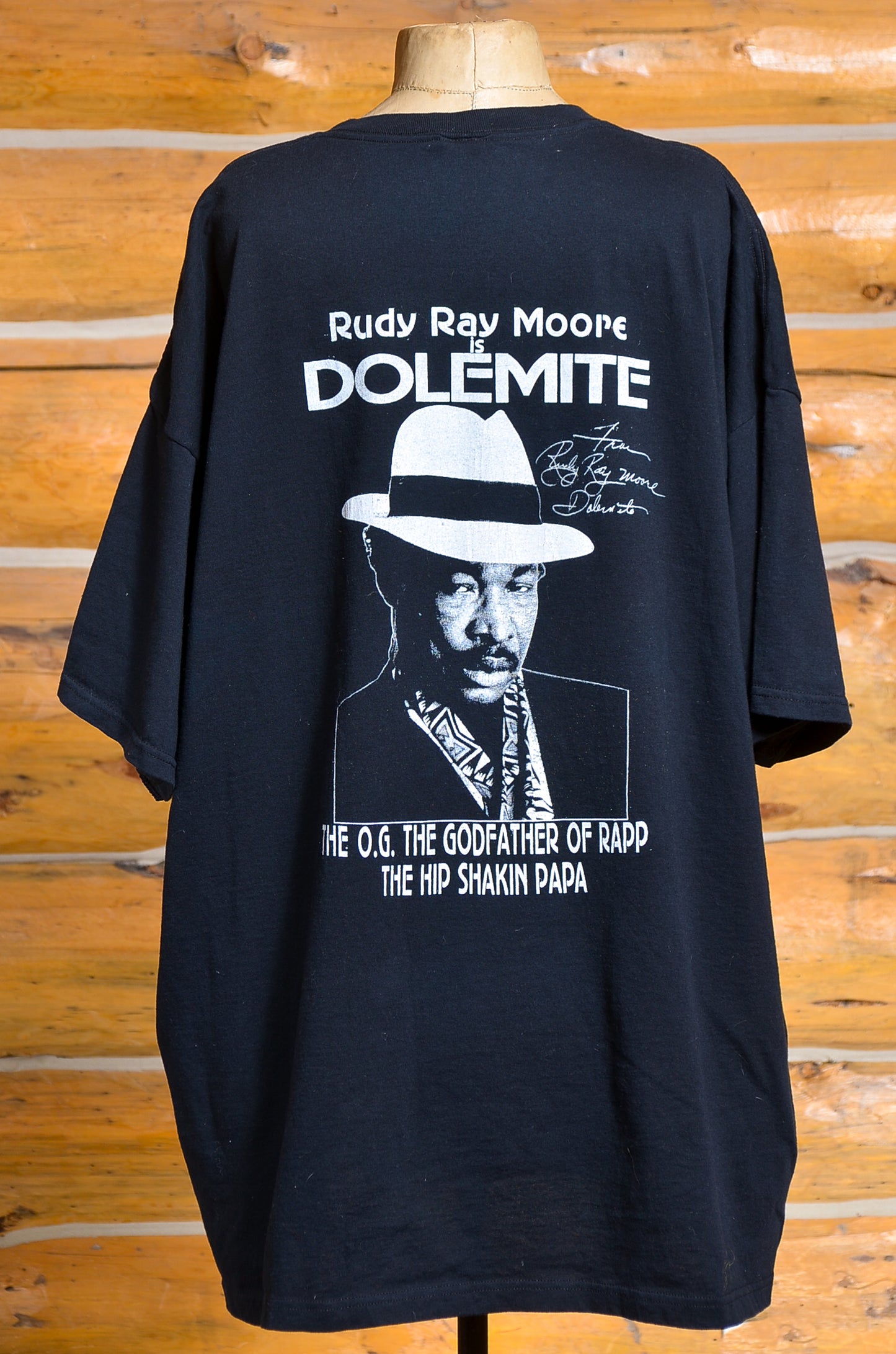 Vintage Rudy Ray Moore Dolemite Front and Back Print Original Stand Up Comedian Black Cotton T Shirt