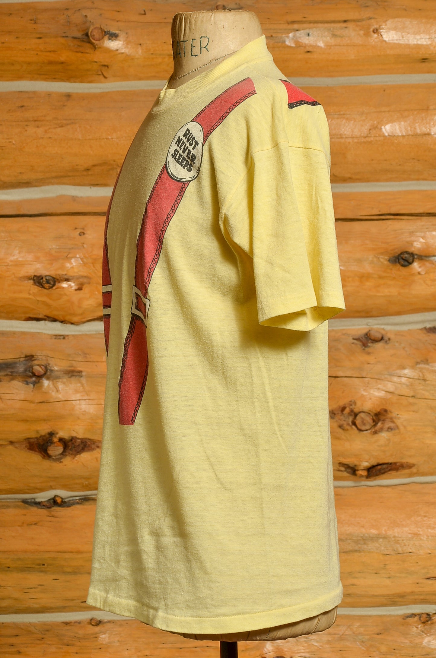 1978 Neil Young Rust Never Sleeps Yellow Cotton Hippie Rock American Legend T Shirt