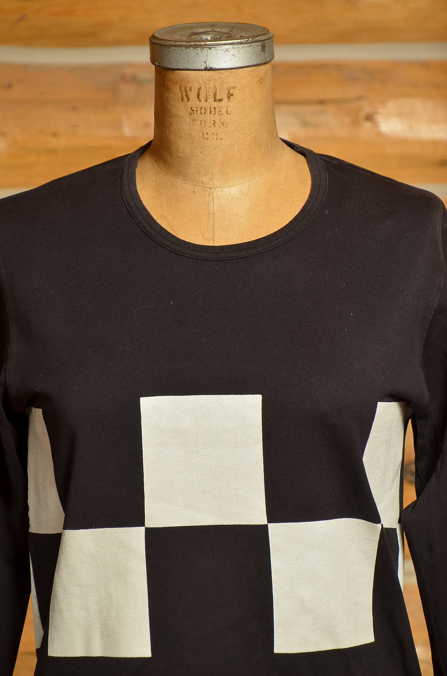 1980s Checkerboard Comme des Garcons T Shirt Avant Garde Black and White Long Sleeve T Shirt