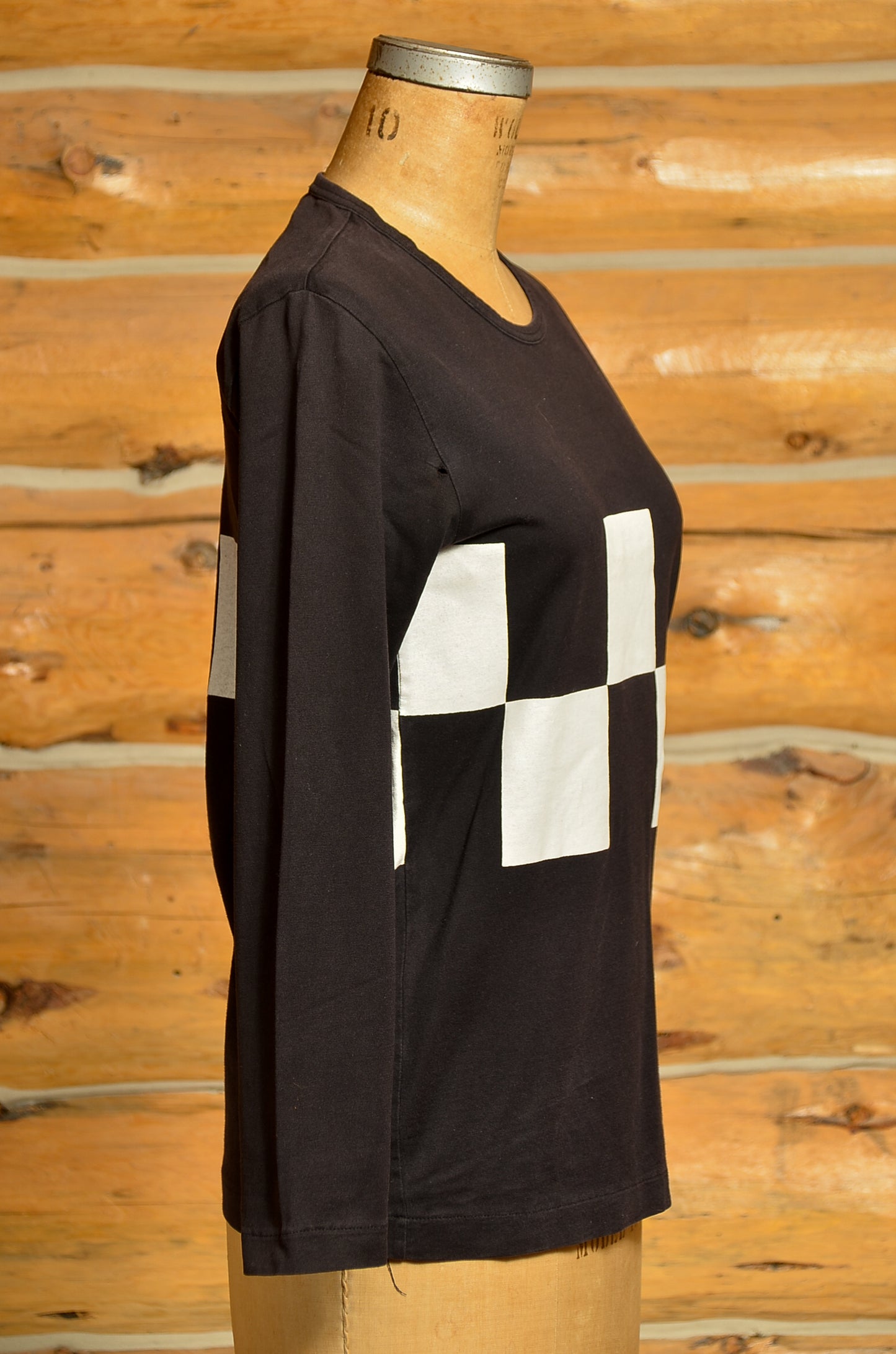 1980s Checkerboard Comme des Garcons T Shirt Avant Garde Black and White Long Sleeve T Shirt