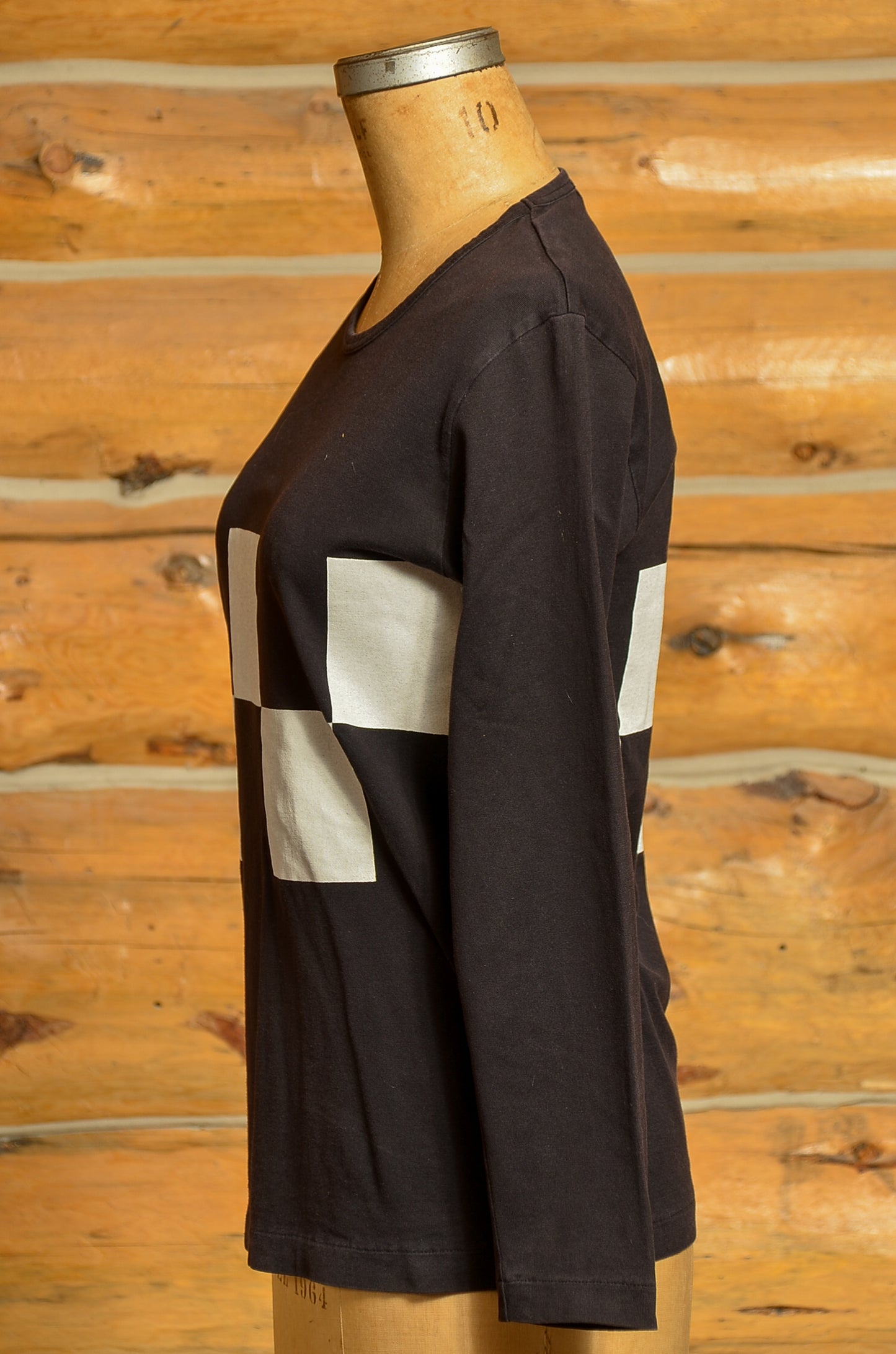 1980s Checkerboard Comme des Garcons T Shirt Avant Garde Black and White Long Sleeve T Shirt