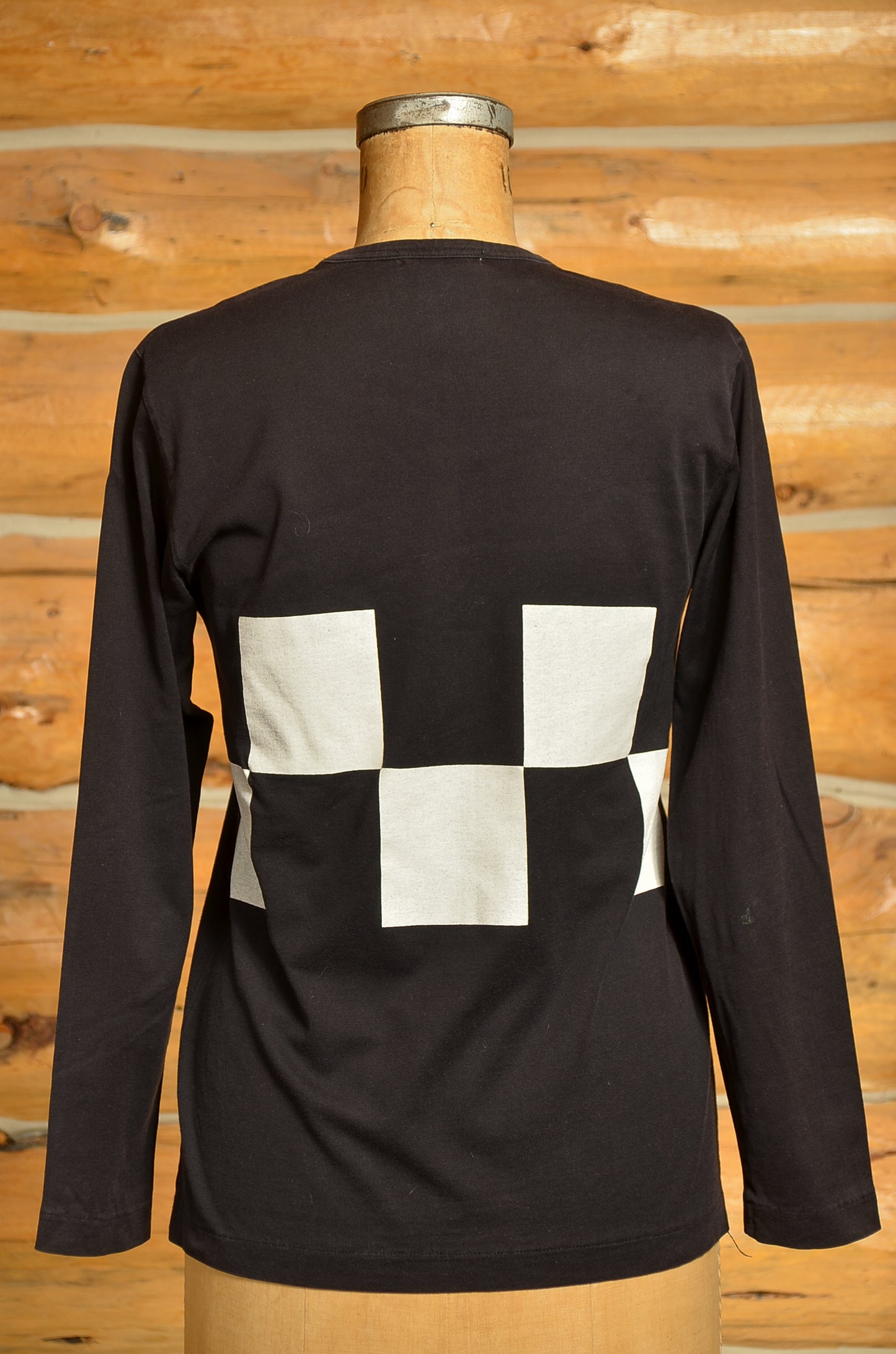 1980s Checkerboard Comme des Garcons T Shirt Avant Garde Black and White Long Sleeve T Shirt