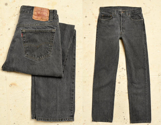 Vintage USA Levis 501 Black Denim Button Fly Jeans 32 x 32