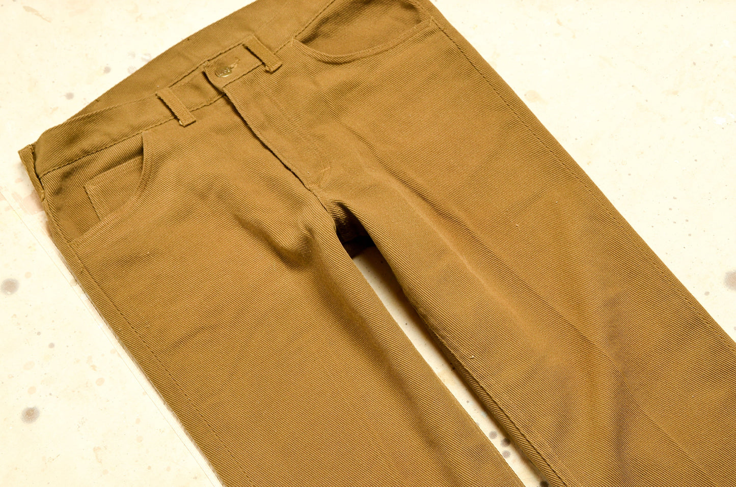 1960s LEE Sta Prest Whipcord Coyote Brown Tapered Cut Jeans 34 x 29