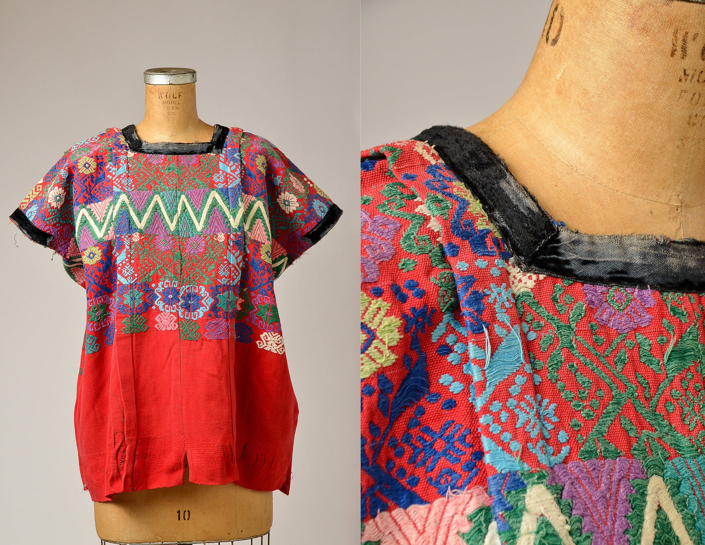 Antique Guatemalan Huipil Blouse Hand Woven Serape