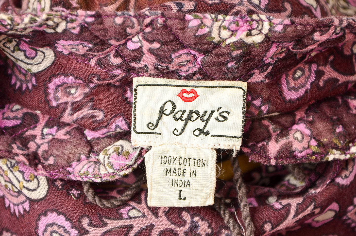 1970s Indian Cotton Blouse Papy's Jewel Hand Blocked Babydoll Blouse