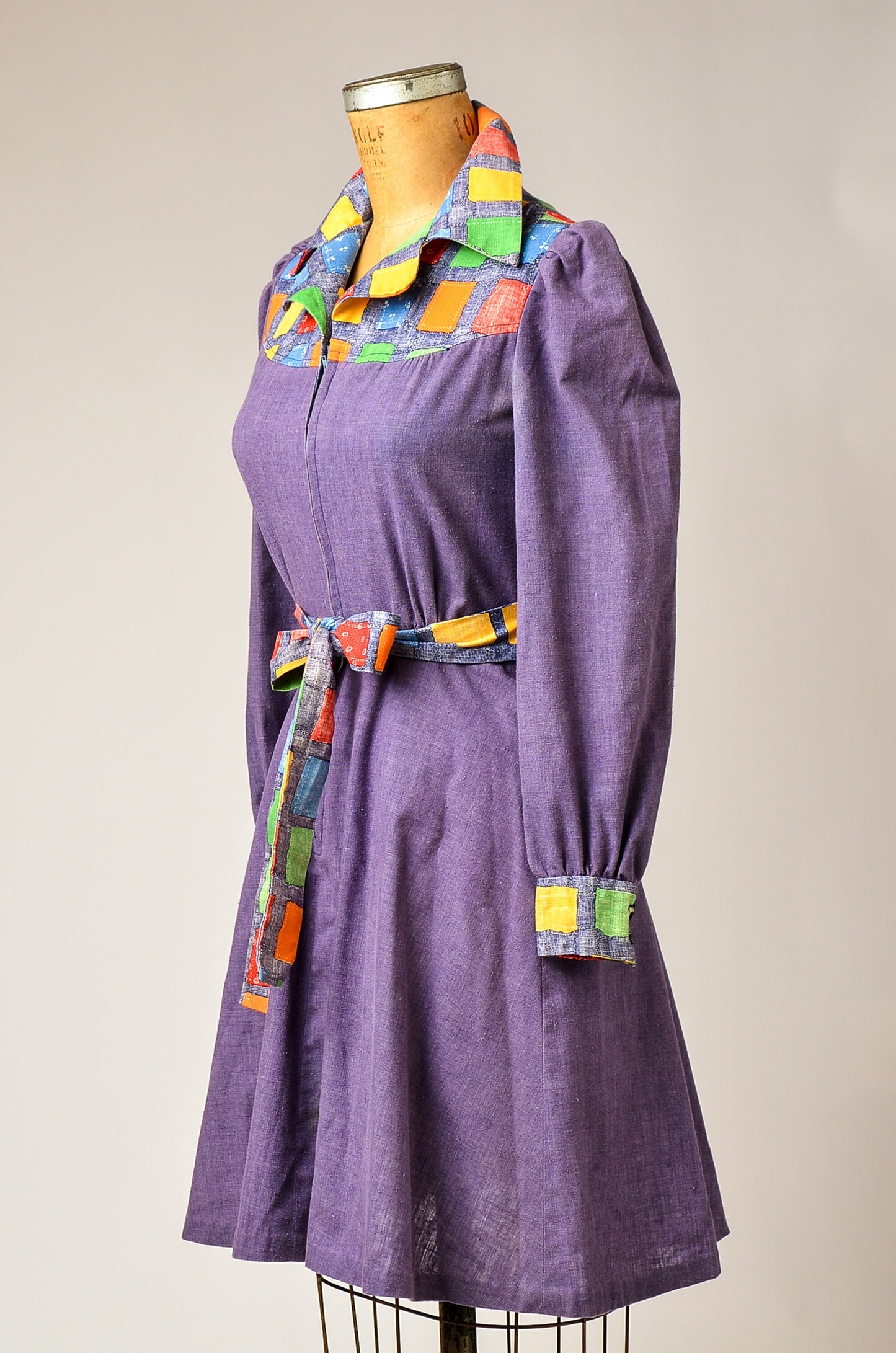 1970s Patchwork Style Denim Hippie Pinafore Dress