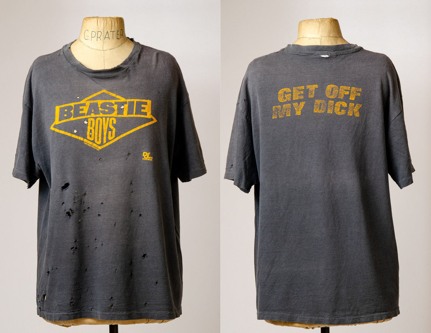 1980s Beastie Boys Get Off My Dick Distressed Black Cotton T Shirt