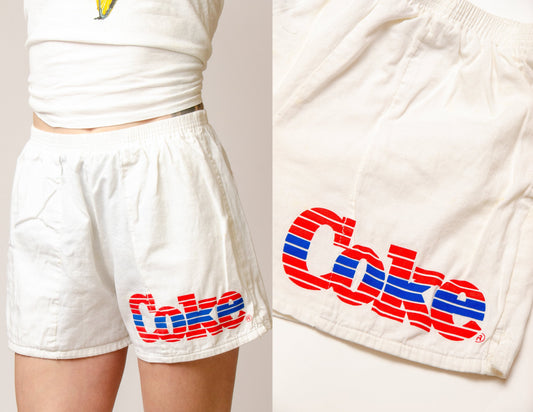 Vintage Coke Shorts White Cotton Athletic Shorts