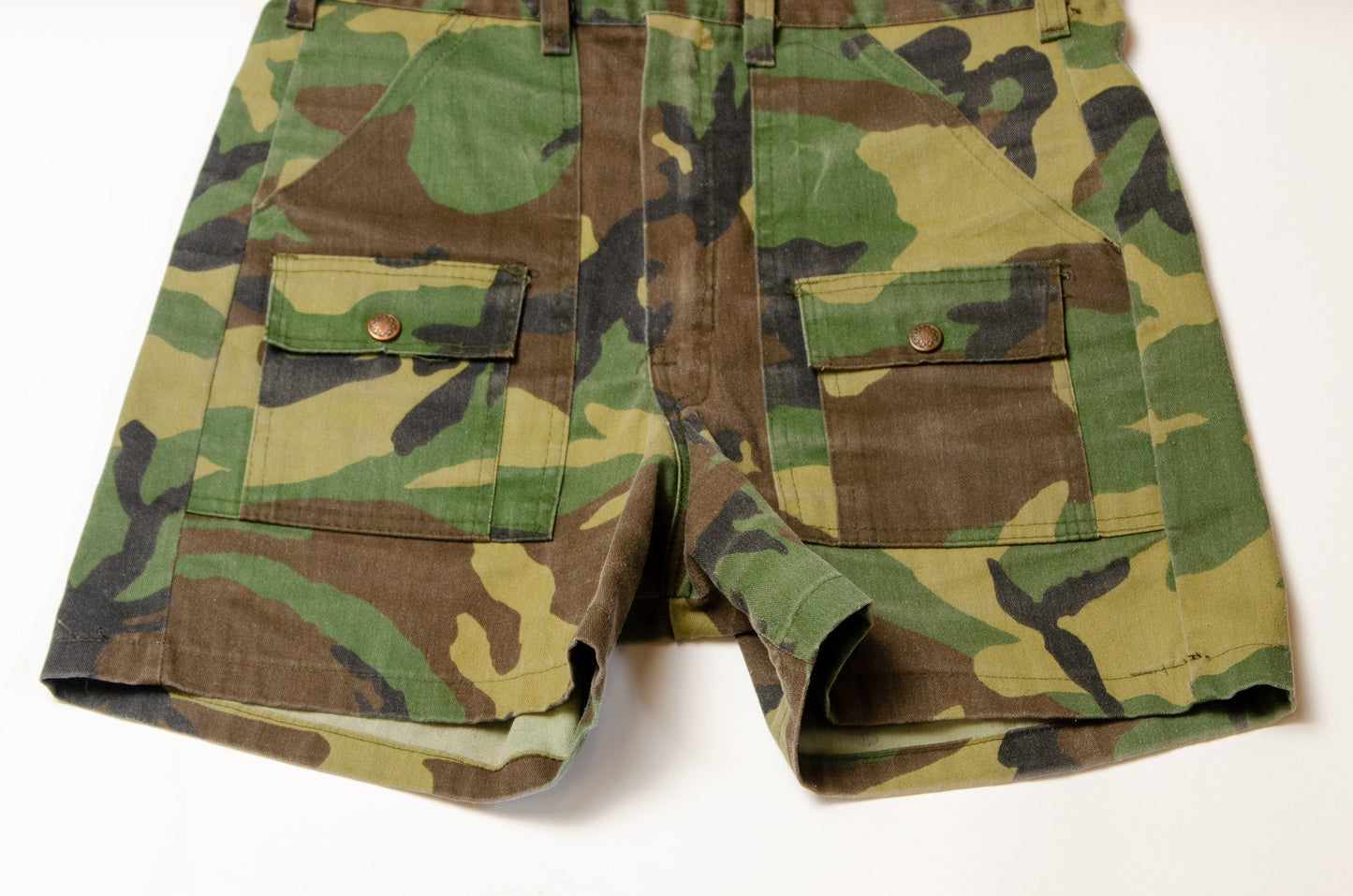 1970s Camo Safari Shorts Cotton Camouflage Cargo Shorts W 32