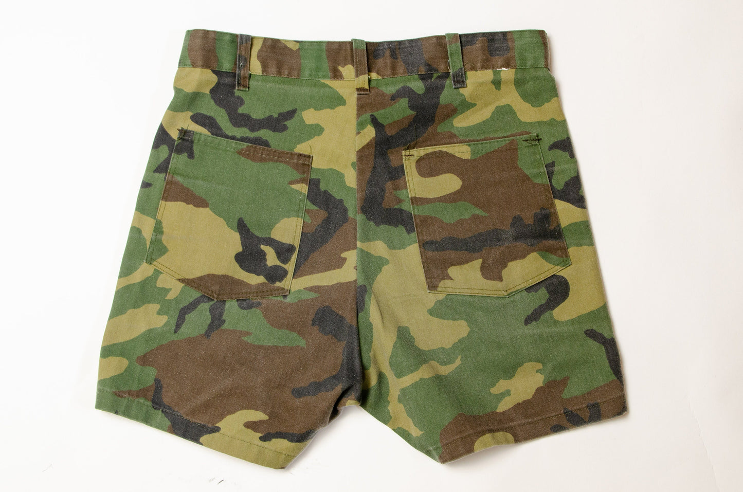 1970s Camo Safari Shorts Cotton Camouflage Cargo Shorts W 32