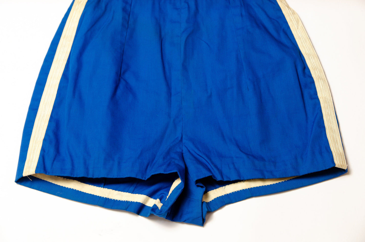 1950s Gym Shorts High Waisted Blue Cotton Uniform Shorts W 23