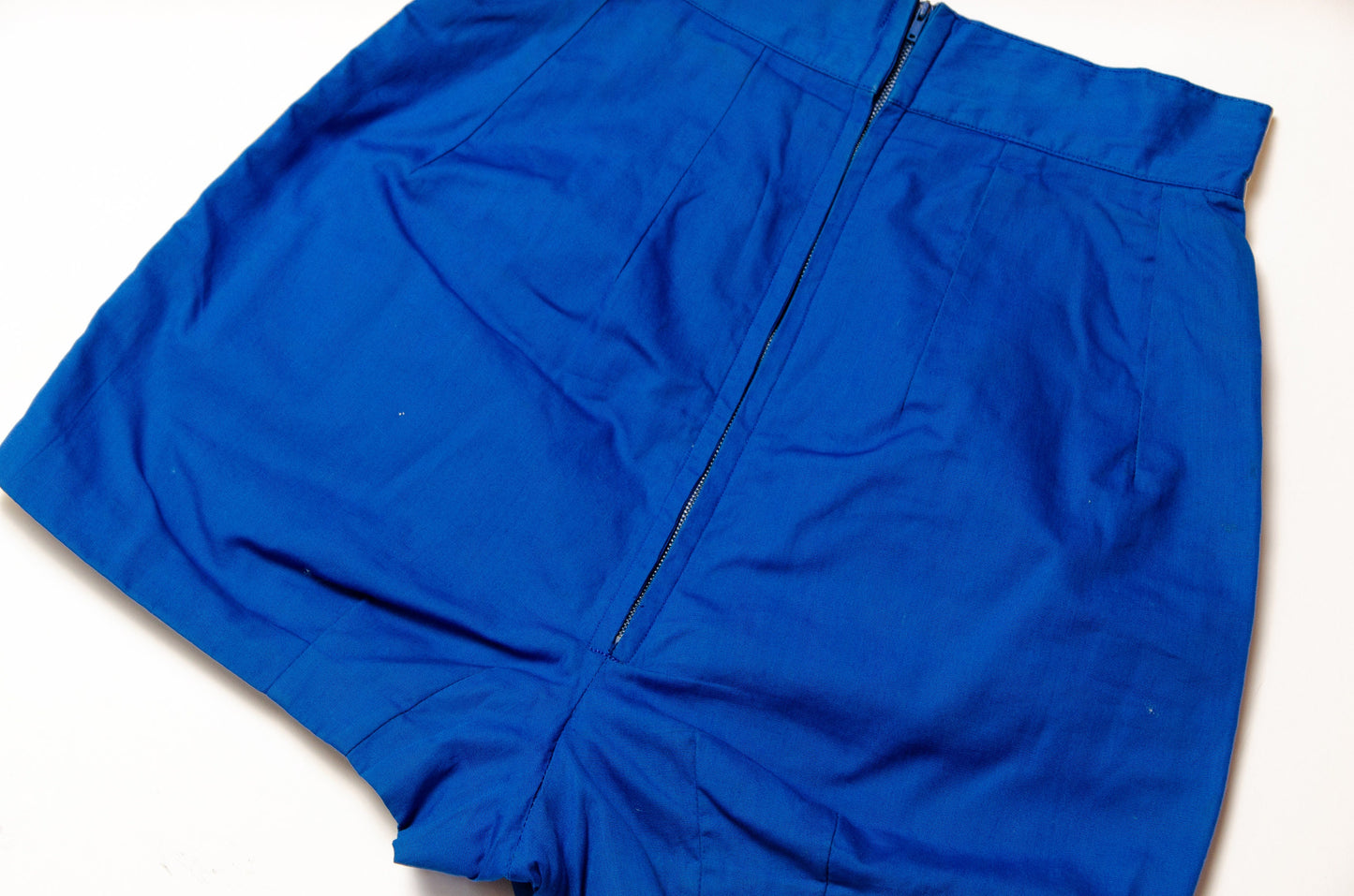 1950s Gym Shorts High Waisted Blue Cotton Uniform Shorts W 23