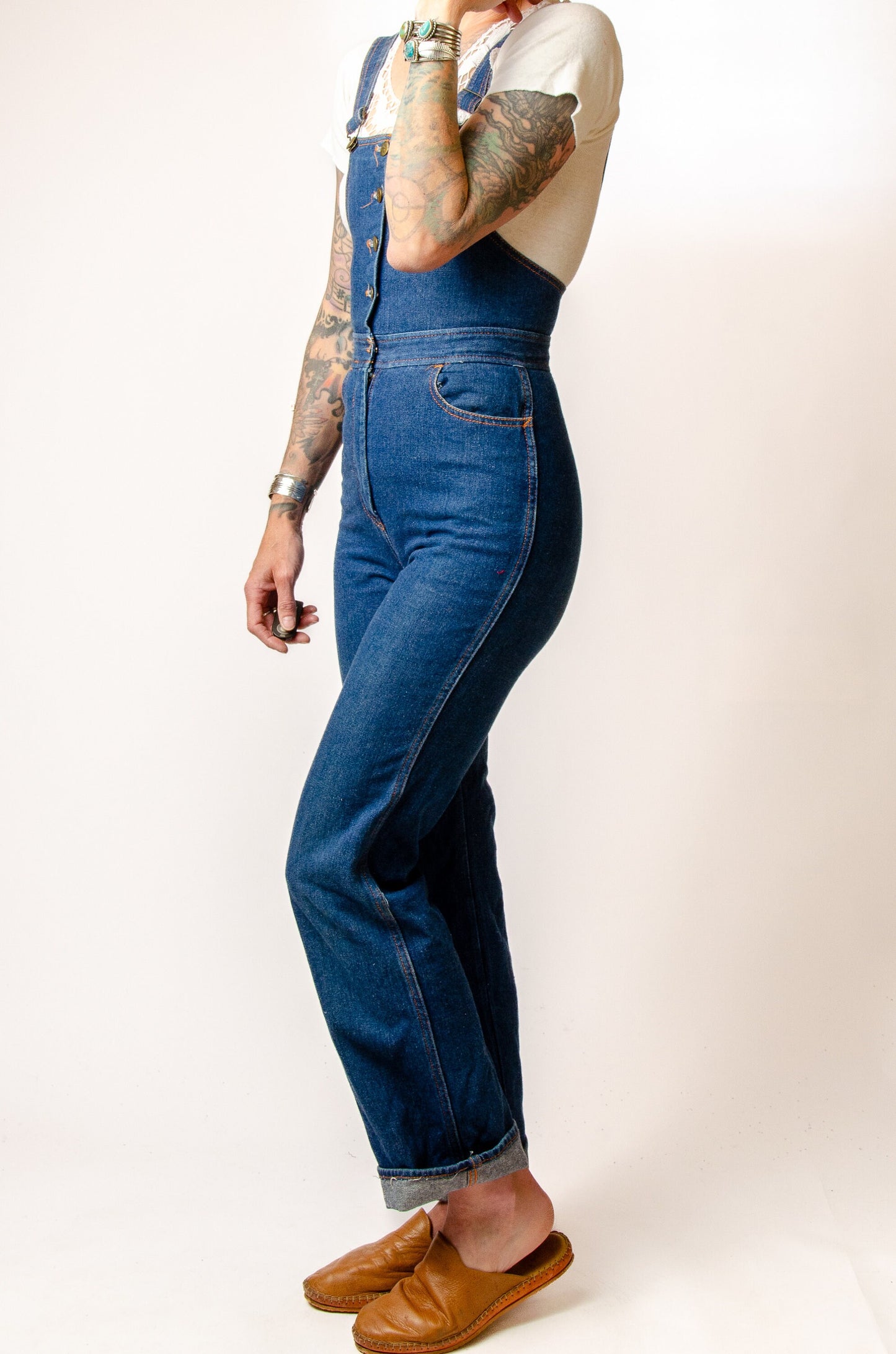 1970s Denim Jumpsuit Bon Bon Dark Denim Overalls Bohemian Jumper