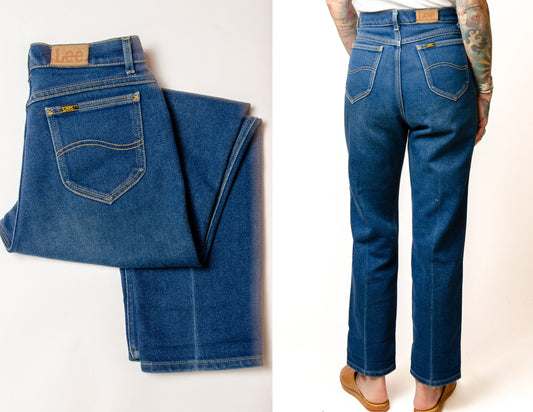 1970s Lee Riders Blue Denim High Waisted Western Jeans 30 x 28