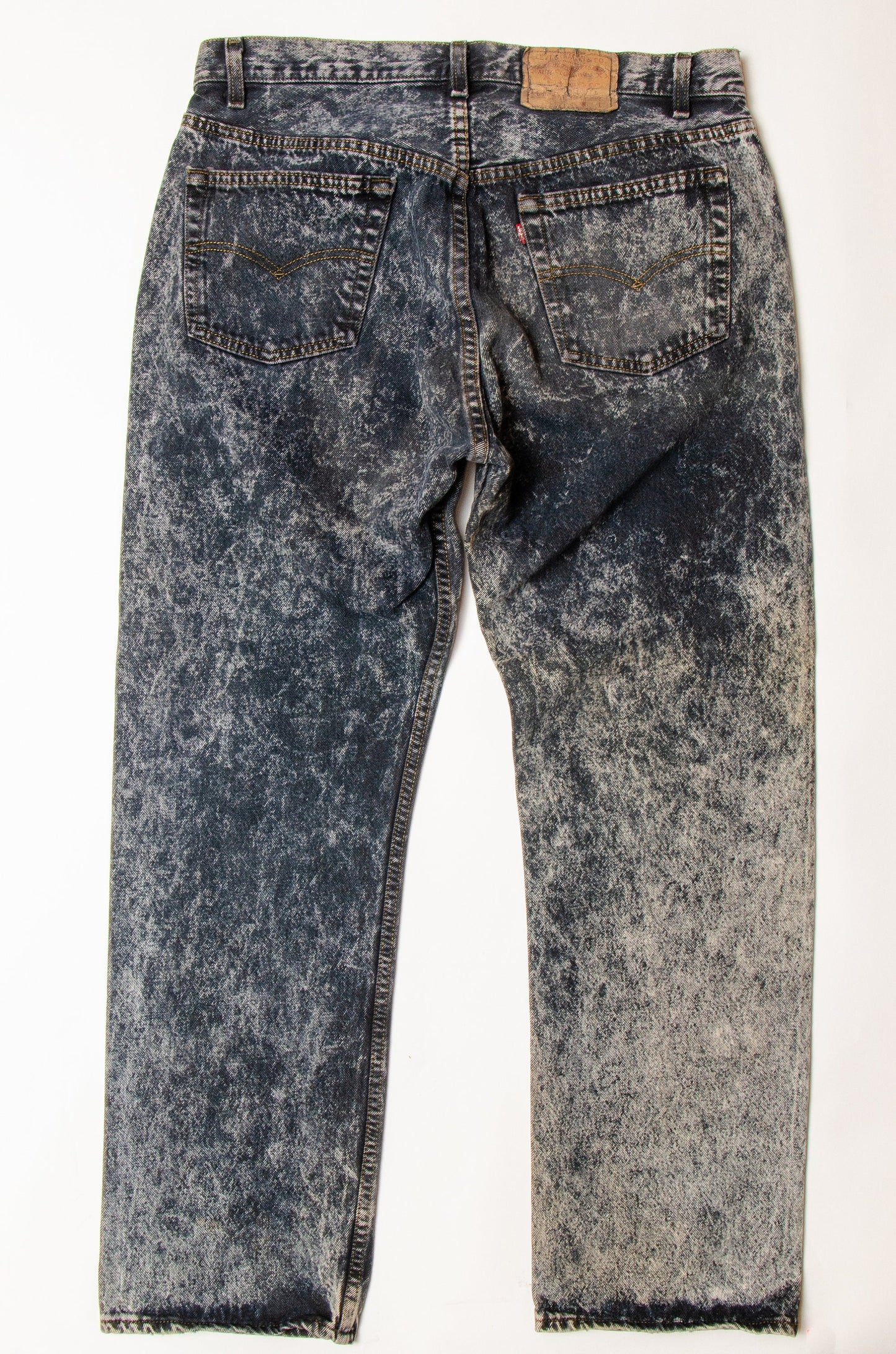 1980s Levis Acid Wash Black Denim USA Button Fly Jeans 35 x 30