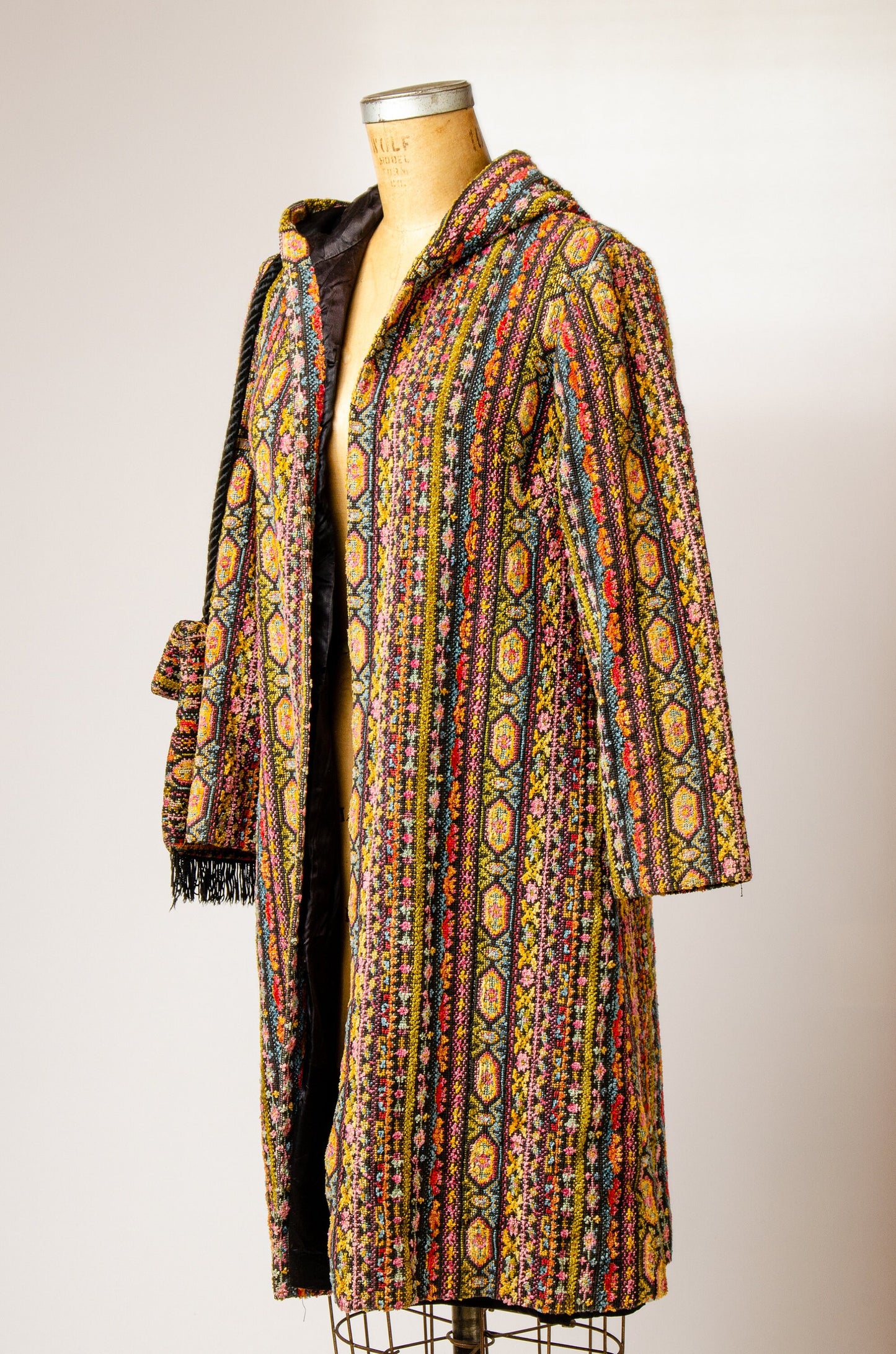 1960s Carpet Jacket & Bag Bohemian Tapestry Penny Lane Hooded Hippie Jacket