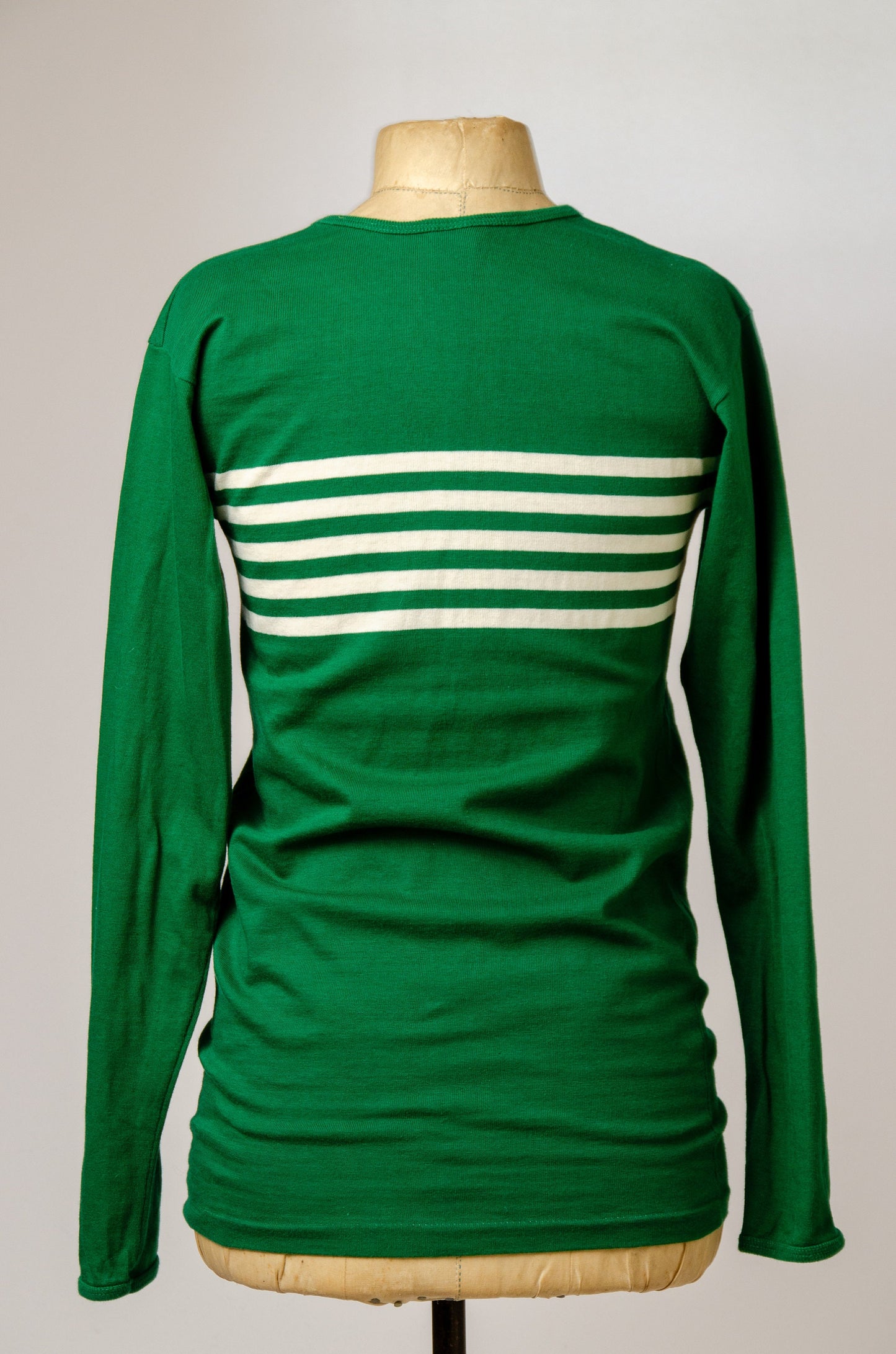 1970s Marimekko Green Striped Weighted Cotton Long Sleeve Shirt