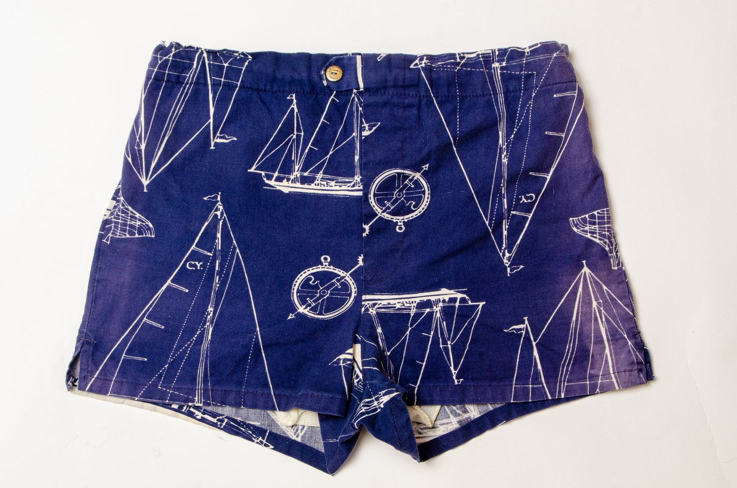 1950s Nautical Shorts Novelty Print Cotton Boat Swim Shorts