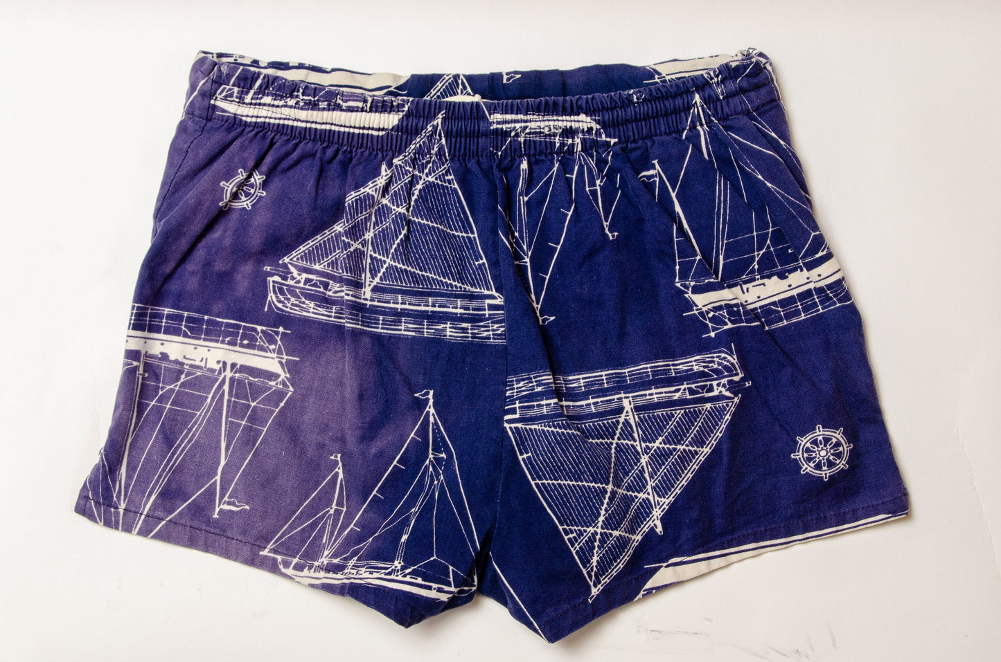 1950s Nautical Shorts Novelty Print Cotton Boat Swim Shorts