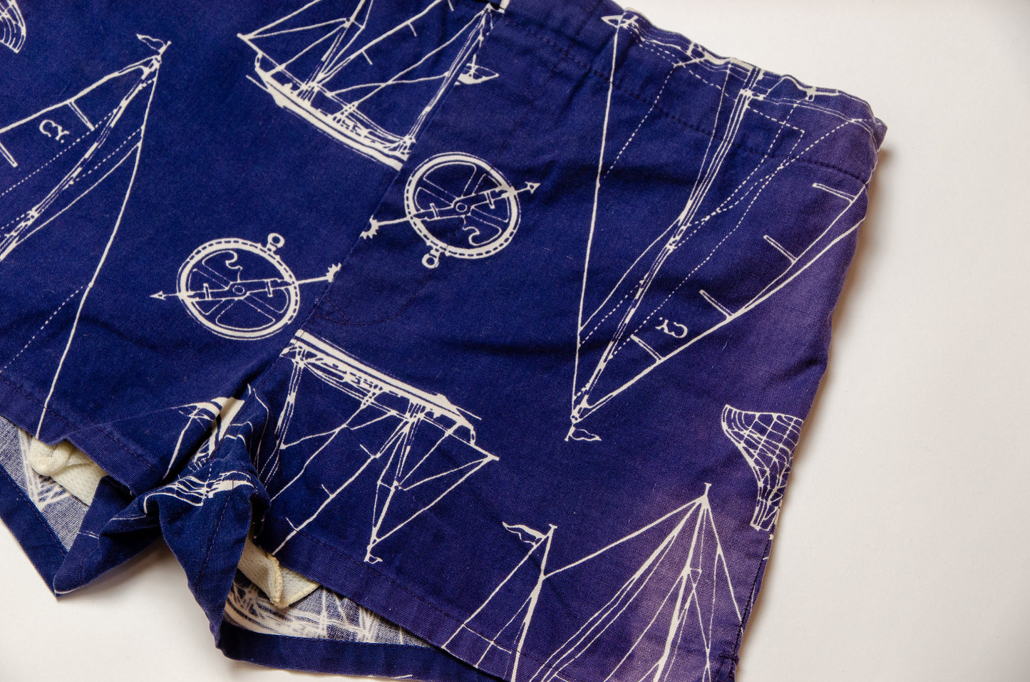 1950s Nautical Shorts Novelty Print Cotton Boat Swim Shorts