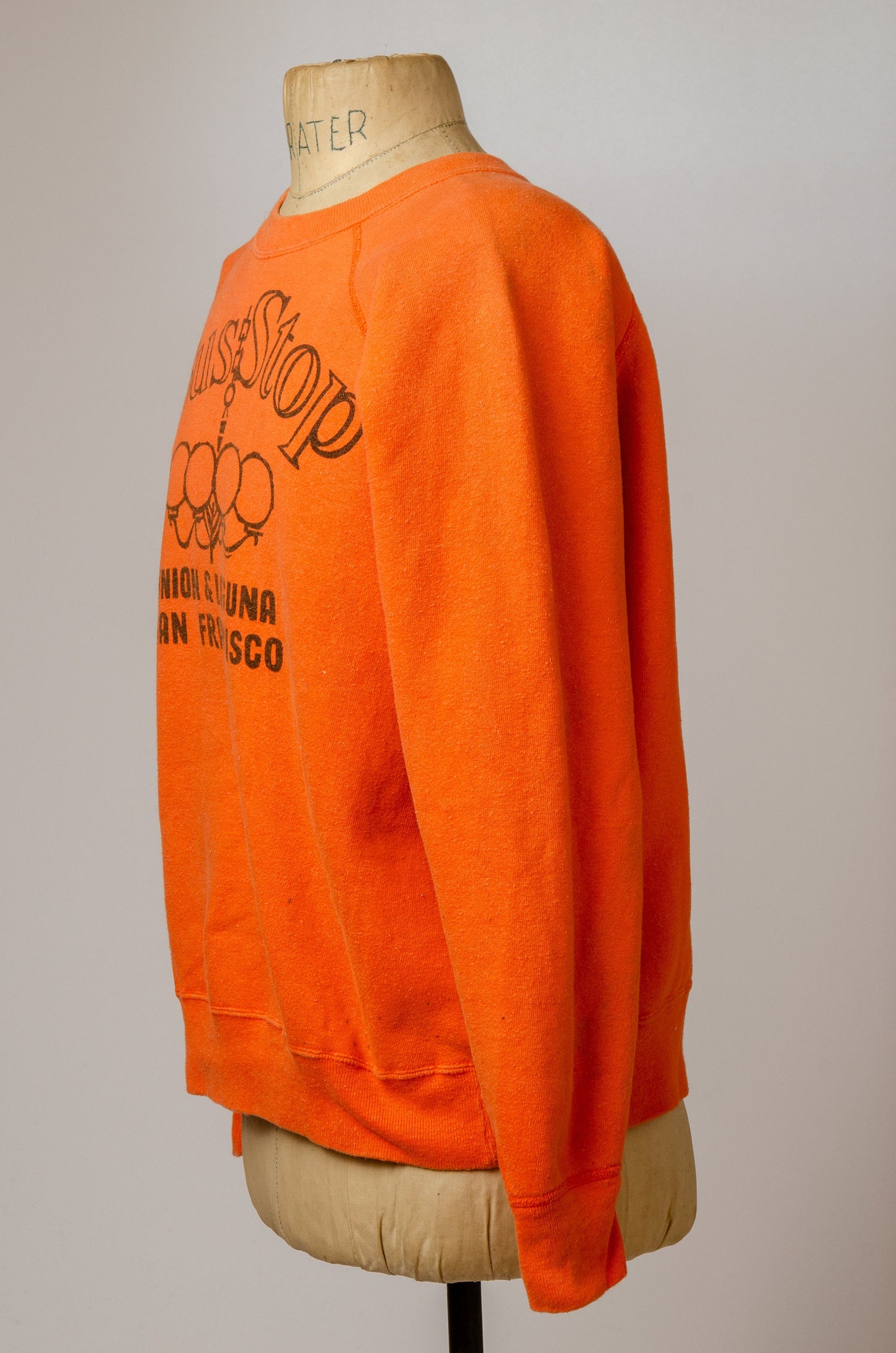 1970s San Fransisco Bar Bus Stop Saloon Orange Cotton Sweatshirt