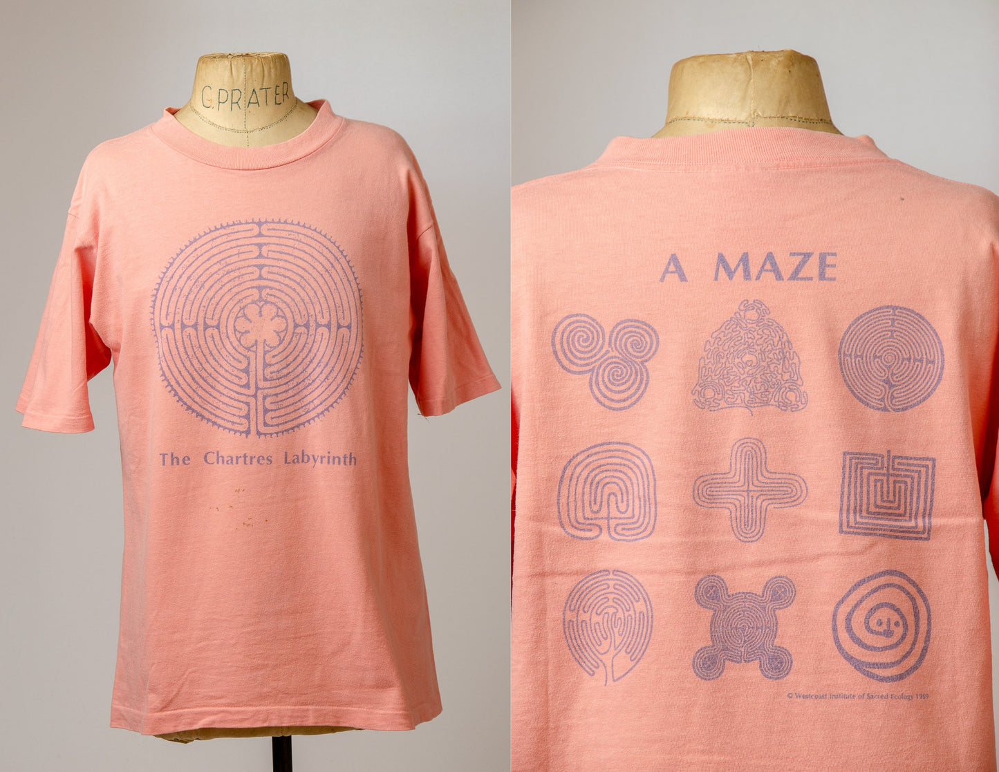 90s The Chartres Labyrinth in France Front and Back Cotton T Shirt