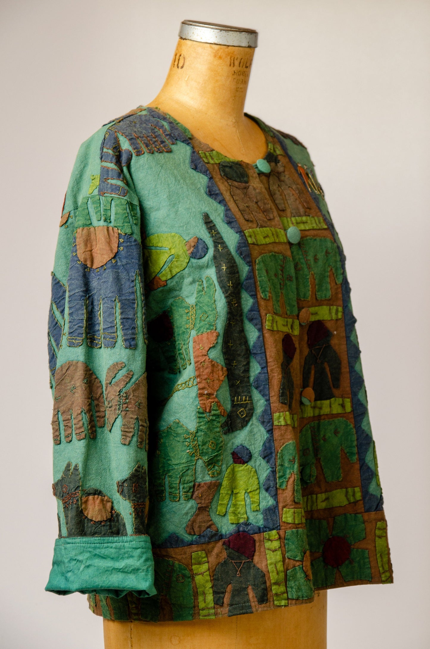 90s Tribal Patchwork Jacket Celeste Quilted Elephant Indian Jacket