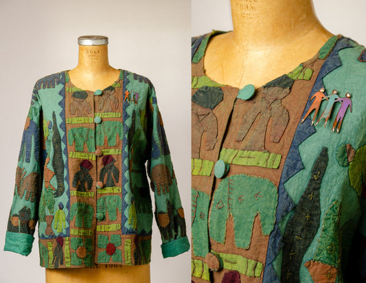90s Tribal Patchwork Jacket Celeste Quilted Elephant Indian Jacket