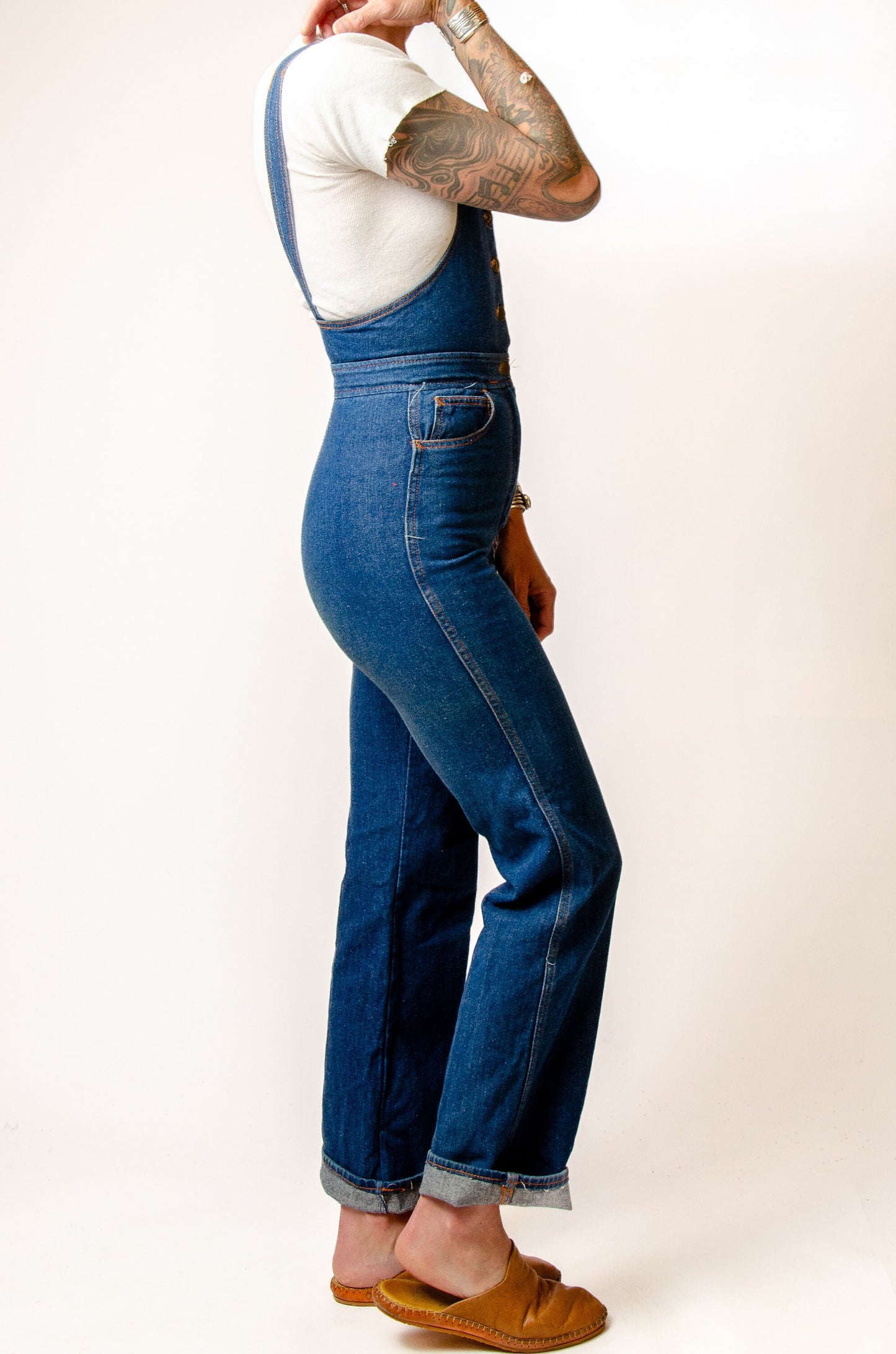 1970s Denim Jumpsuit Bon Bon Dark Denim Overalls Bohemian Jumper