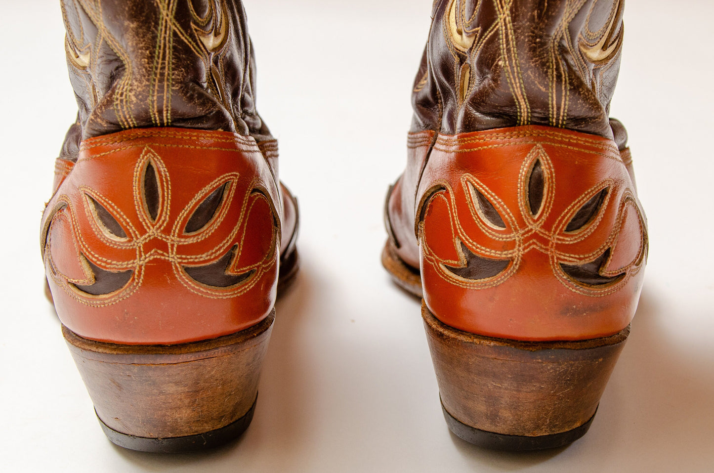 1950s ACME Cut Out Boots Turquoise and Ivory Inlay Western Boots Womens 9