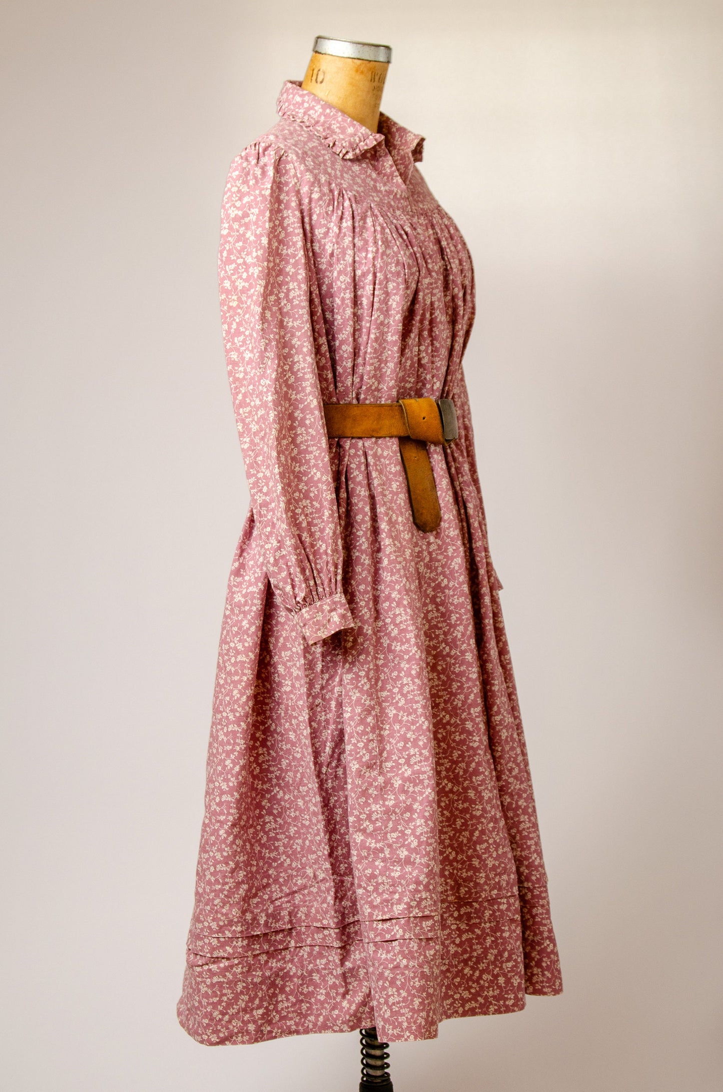 1910s Calico Smock Dress High Collar Prairie Homestead Dress