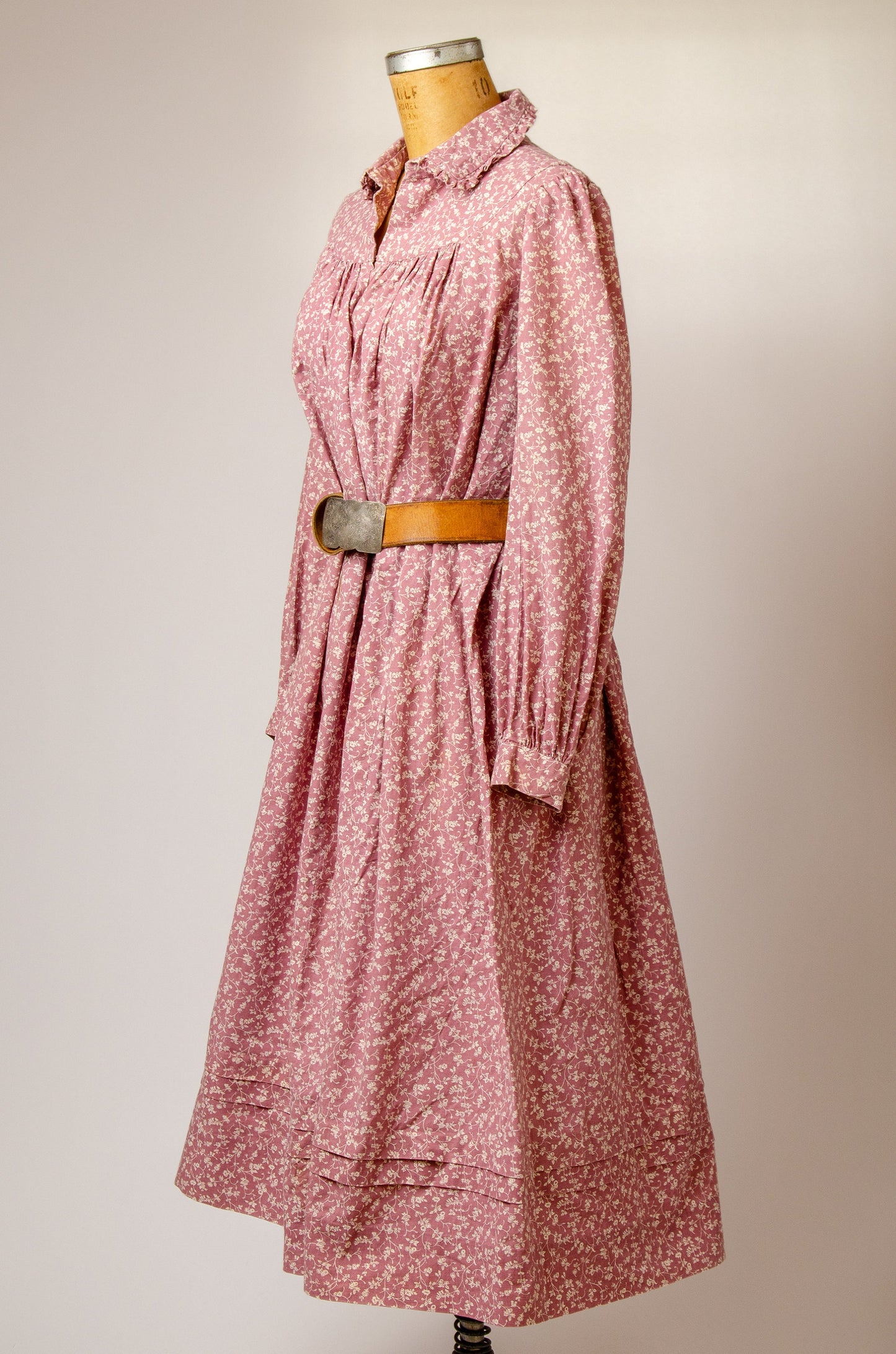 1910s Calico Smock Dress High Collar Prairie Homestead Dress