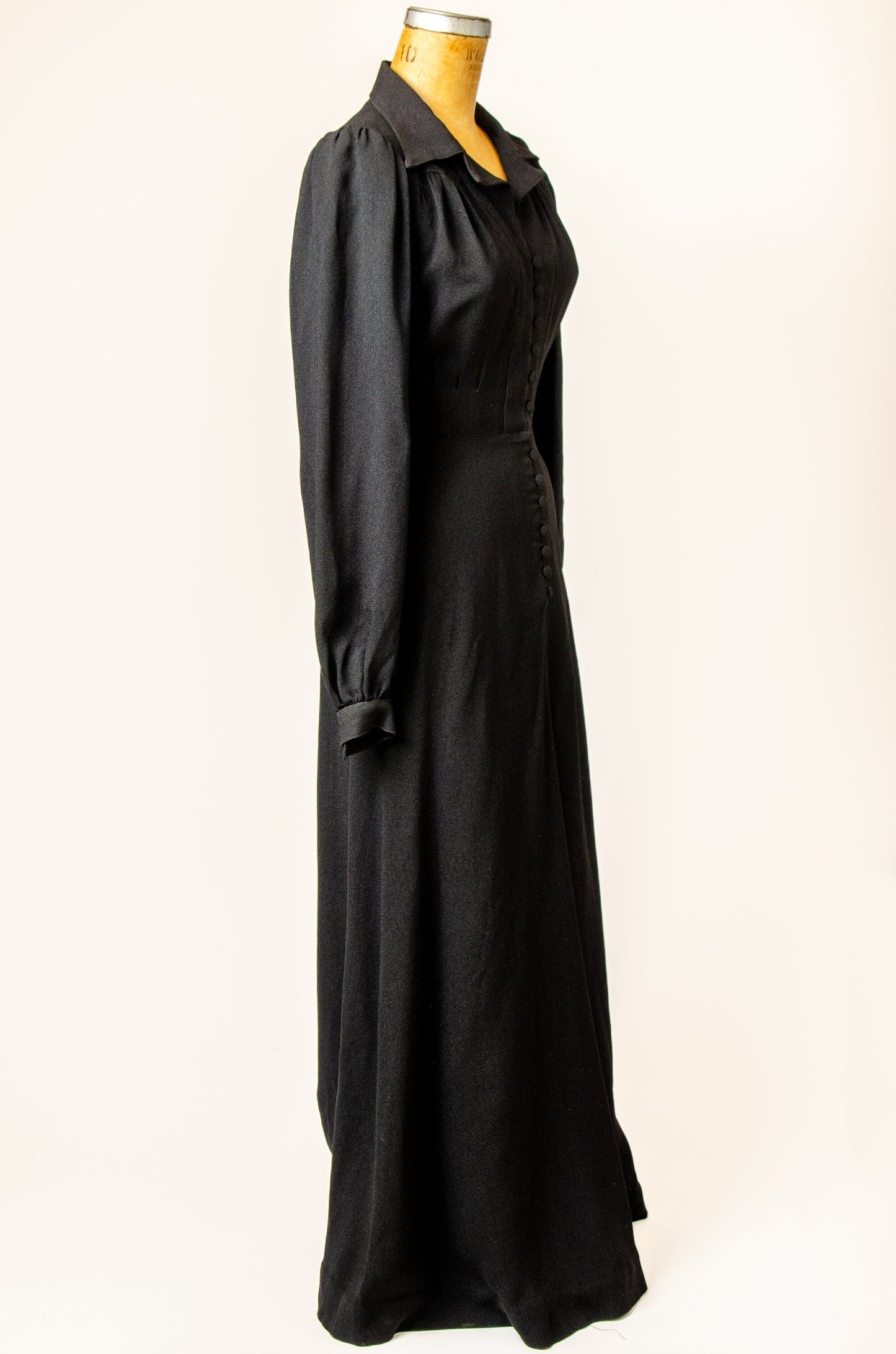 1970s Ossie Clark Maxi Dress Black Rayon Crepe Glam Dress