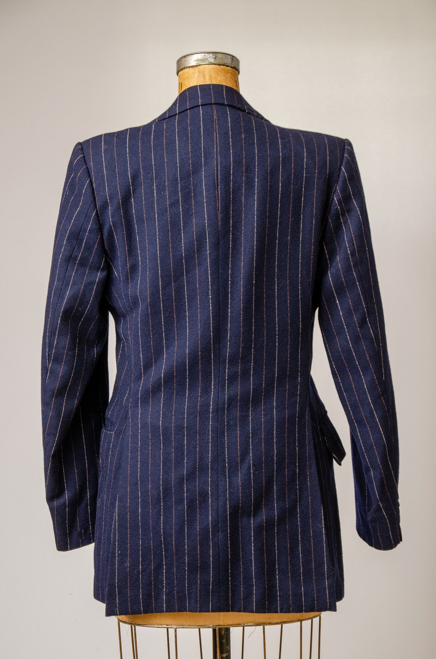 1970s YSL Pinstripe Wool Navy Blue Blazer