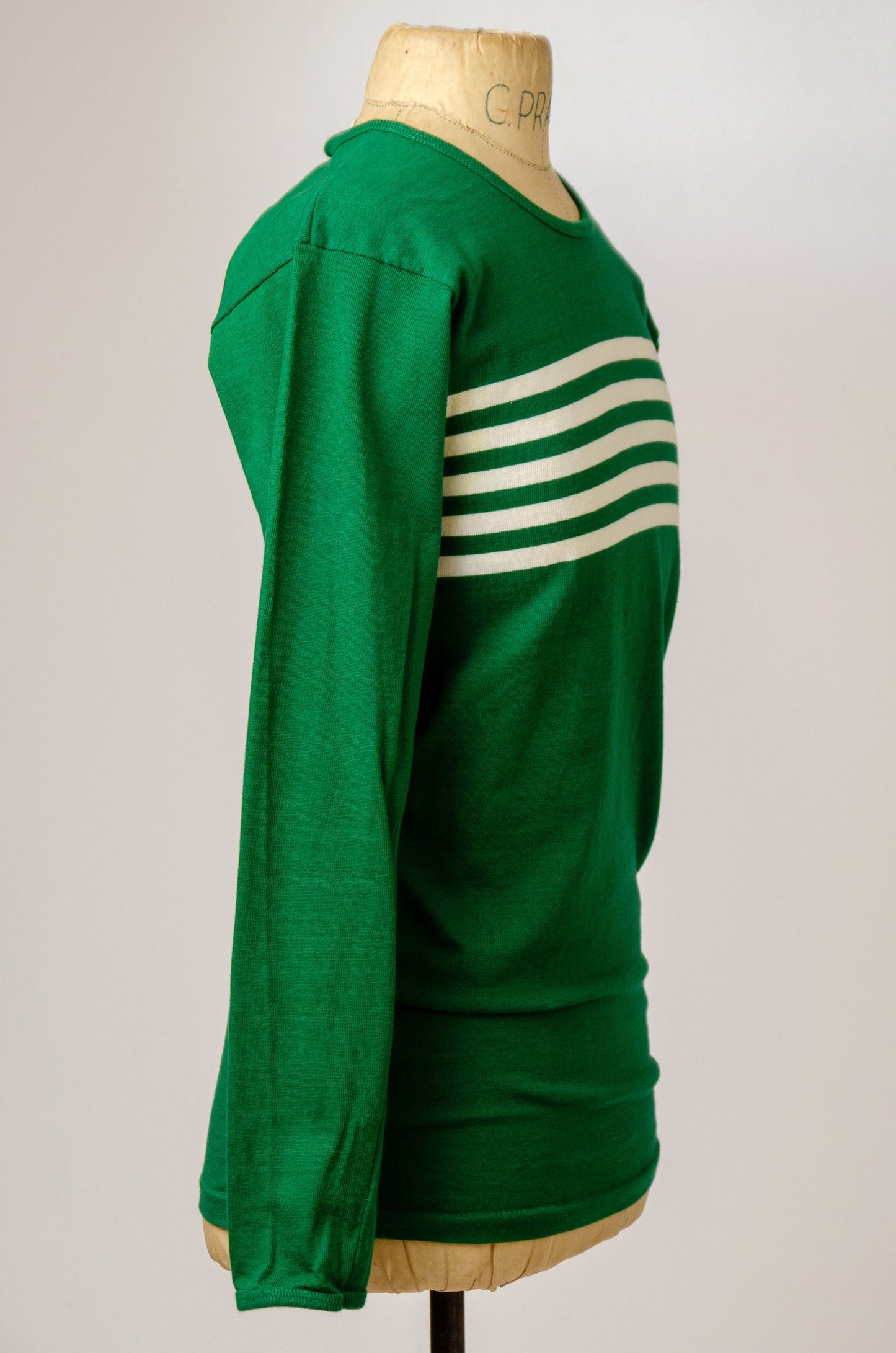 1970s Marimekko Green Striped Weighted Cotton Long Sleeve Shirt