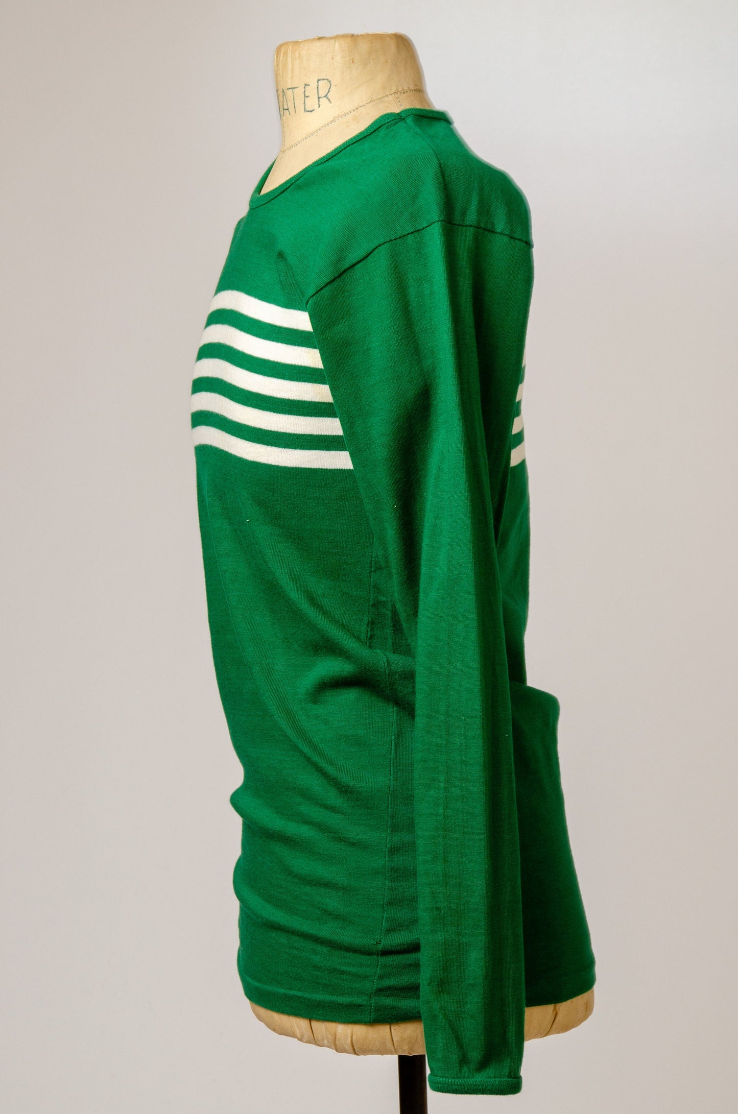 1970s Marimekko Green Striped Weighted Cotton Long Sleeve Shirt