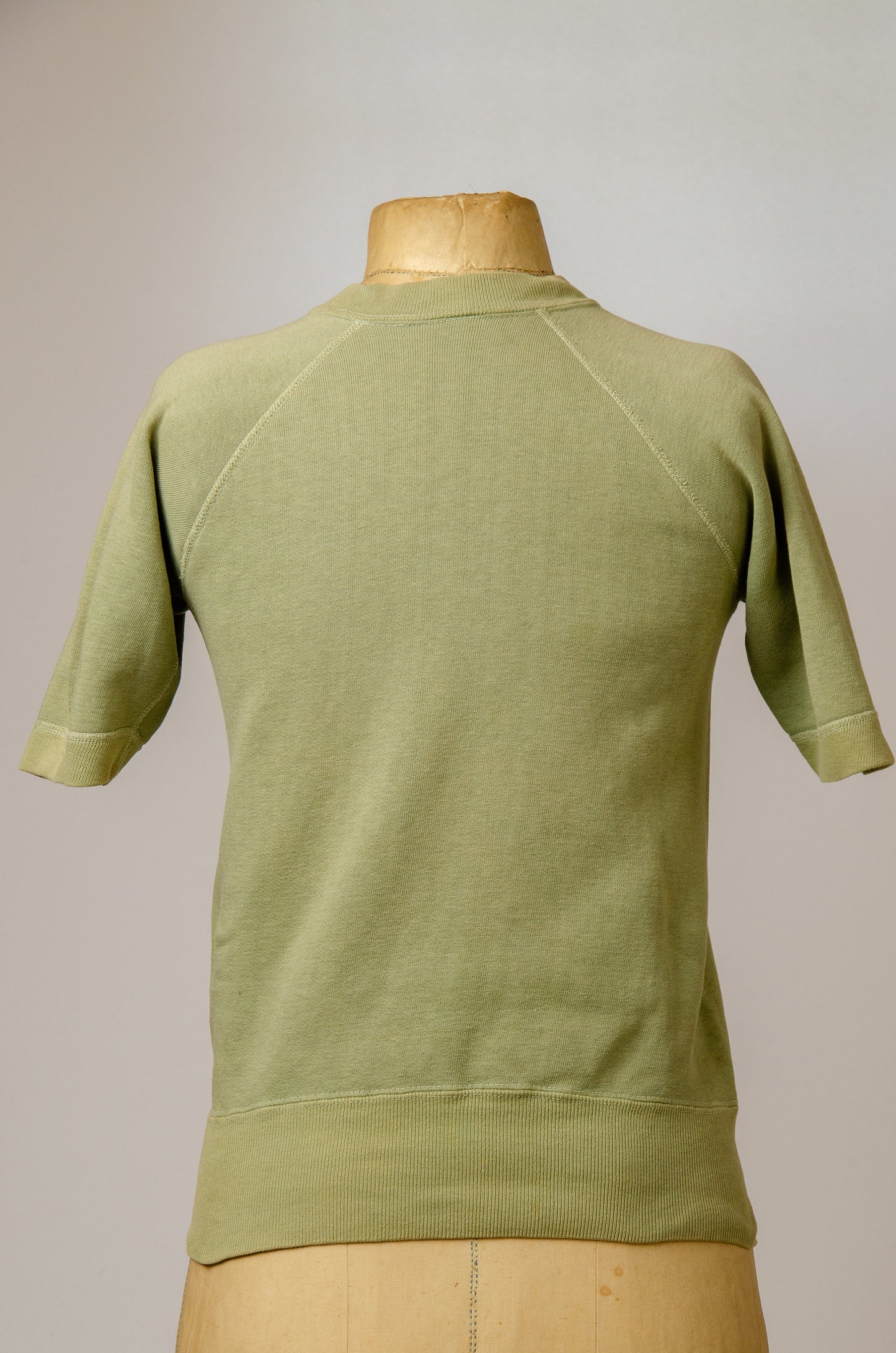 1970s Normal Female Sweatshirt Sage Green Feminist Short Sleeve Knit