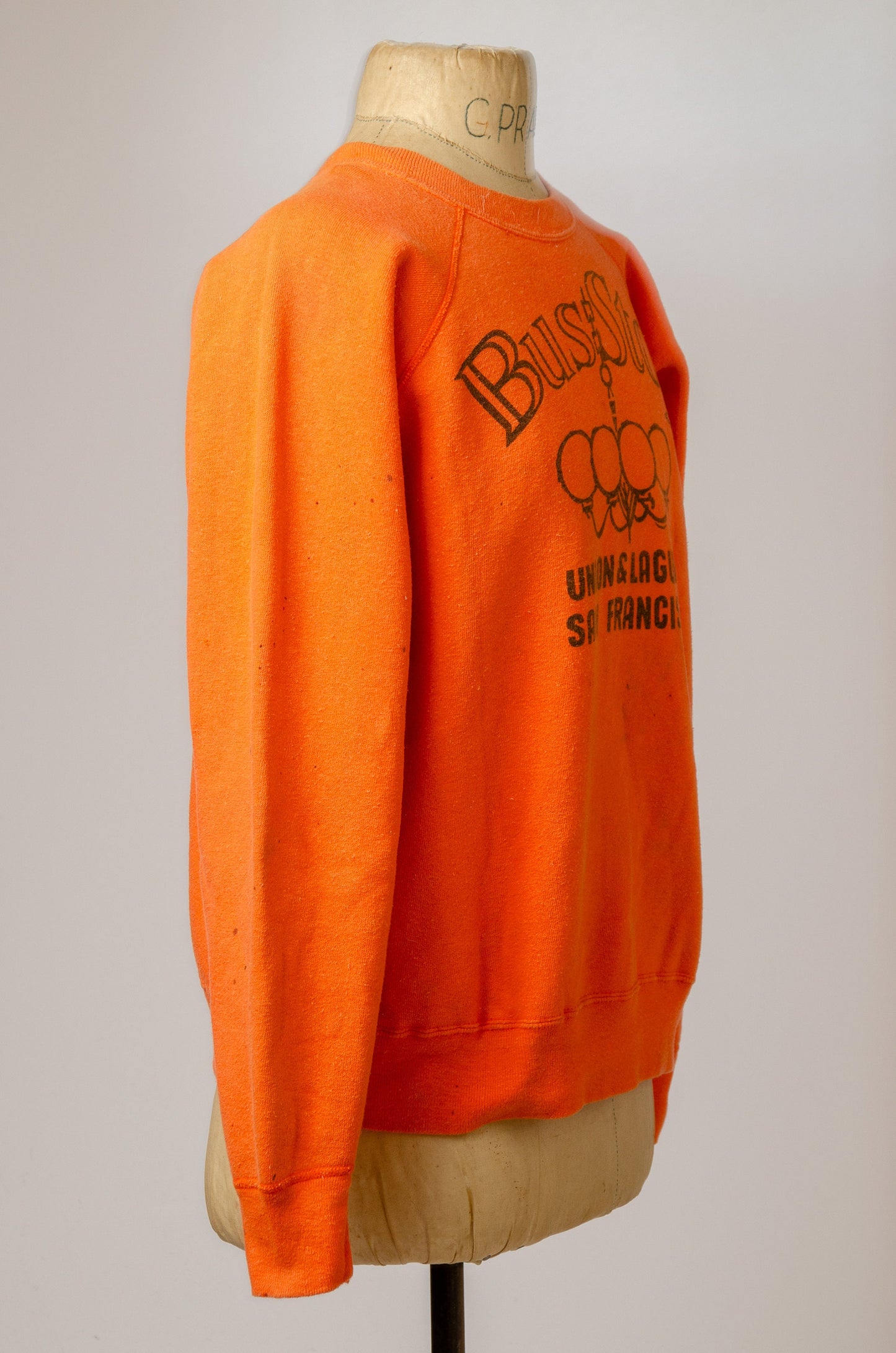 1970s San Fransisco Bar Bus Stop Saloon Orange Cotton Sweatshirt