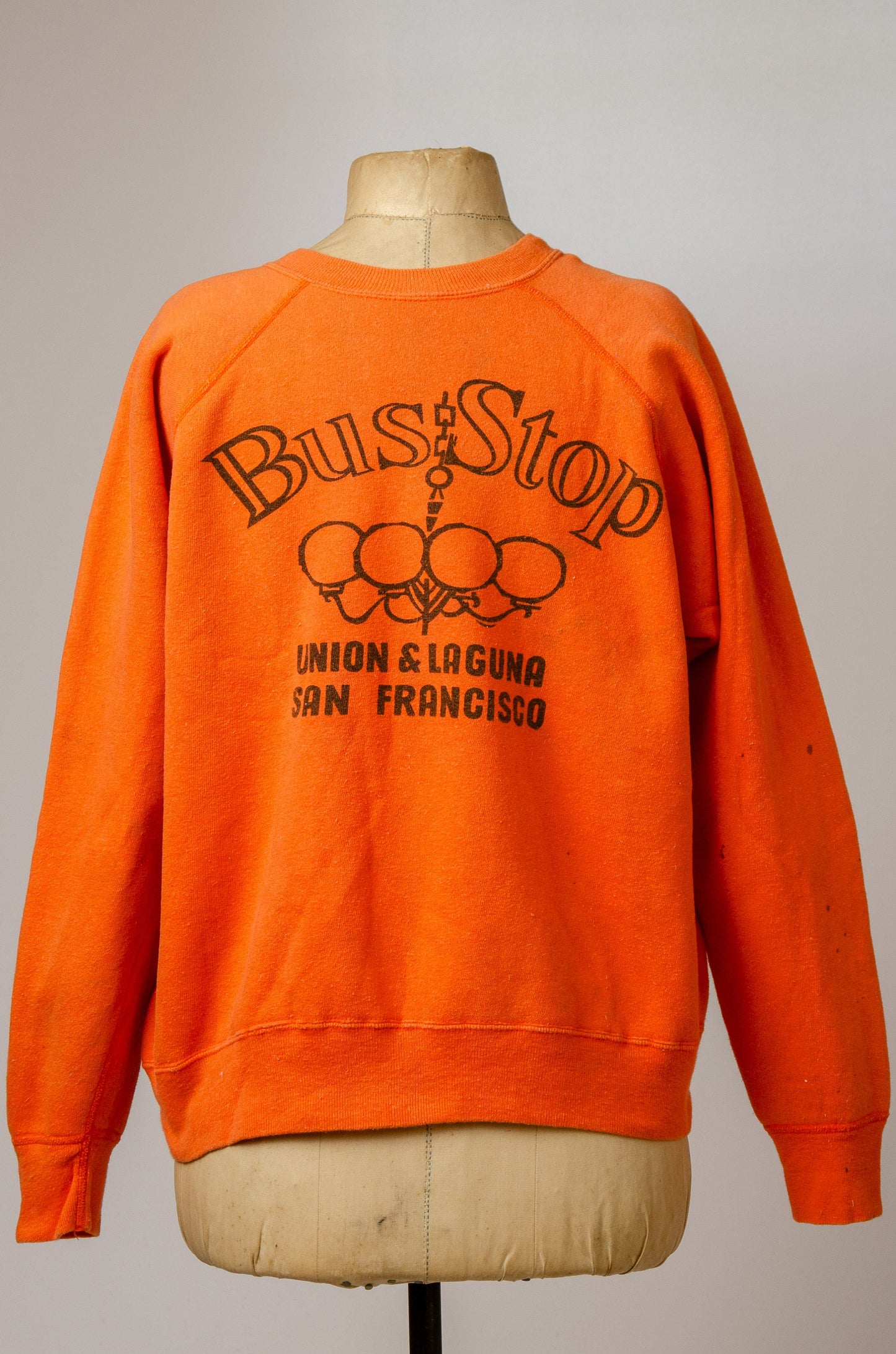 1970s San Fransisco Bar Bus Stop Saloon Orange Cotton Sweatshirt