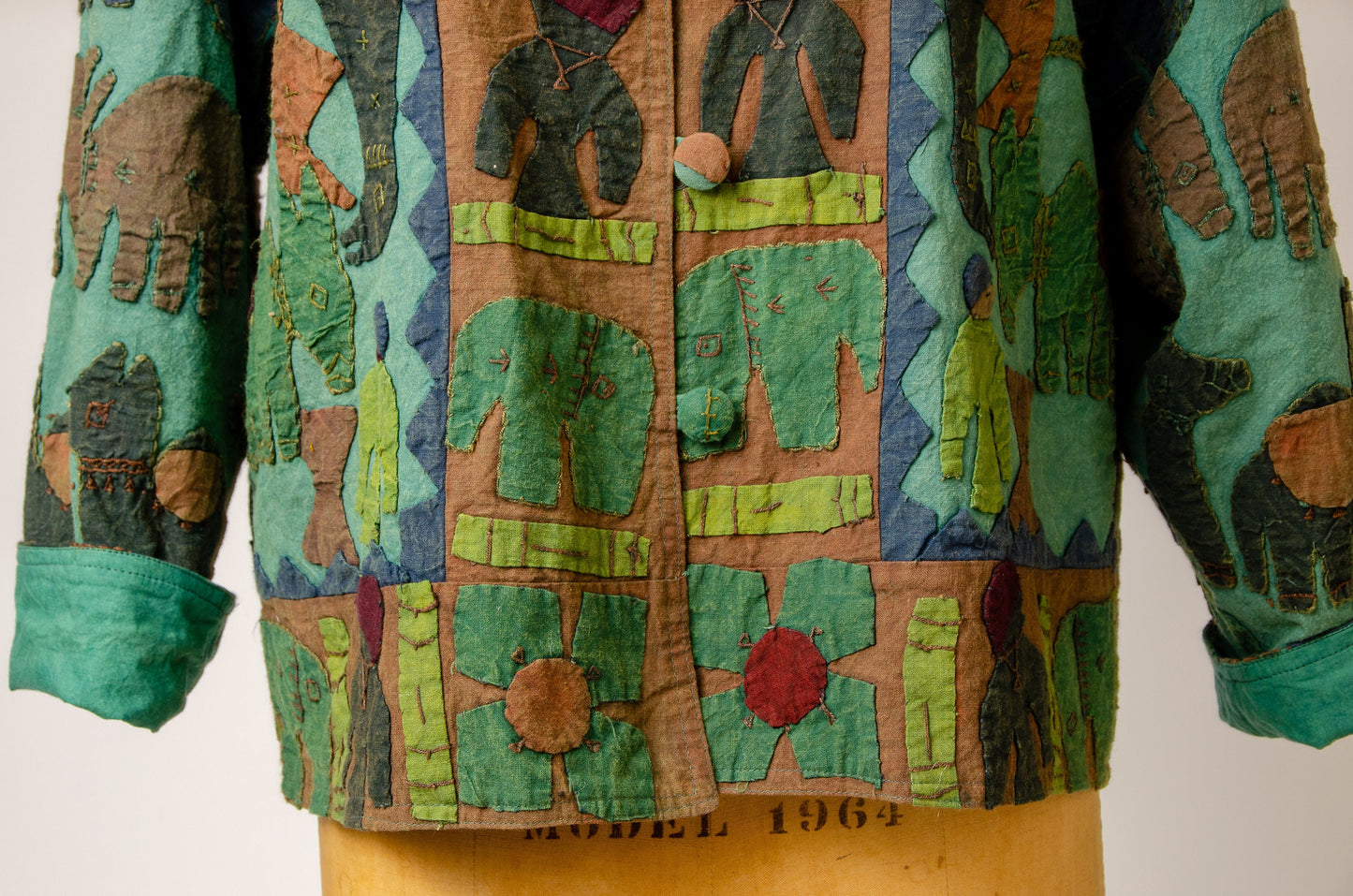 90s Tribal Patchwork Jacket Celeste Quilted Elephant Indian Jacket