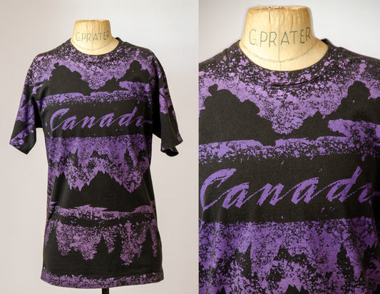 90s Canada Paint Splatter All Over Print T Shirt