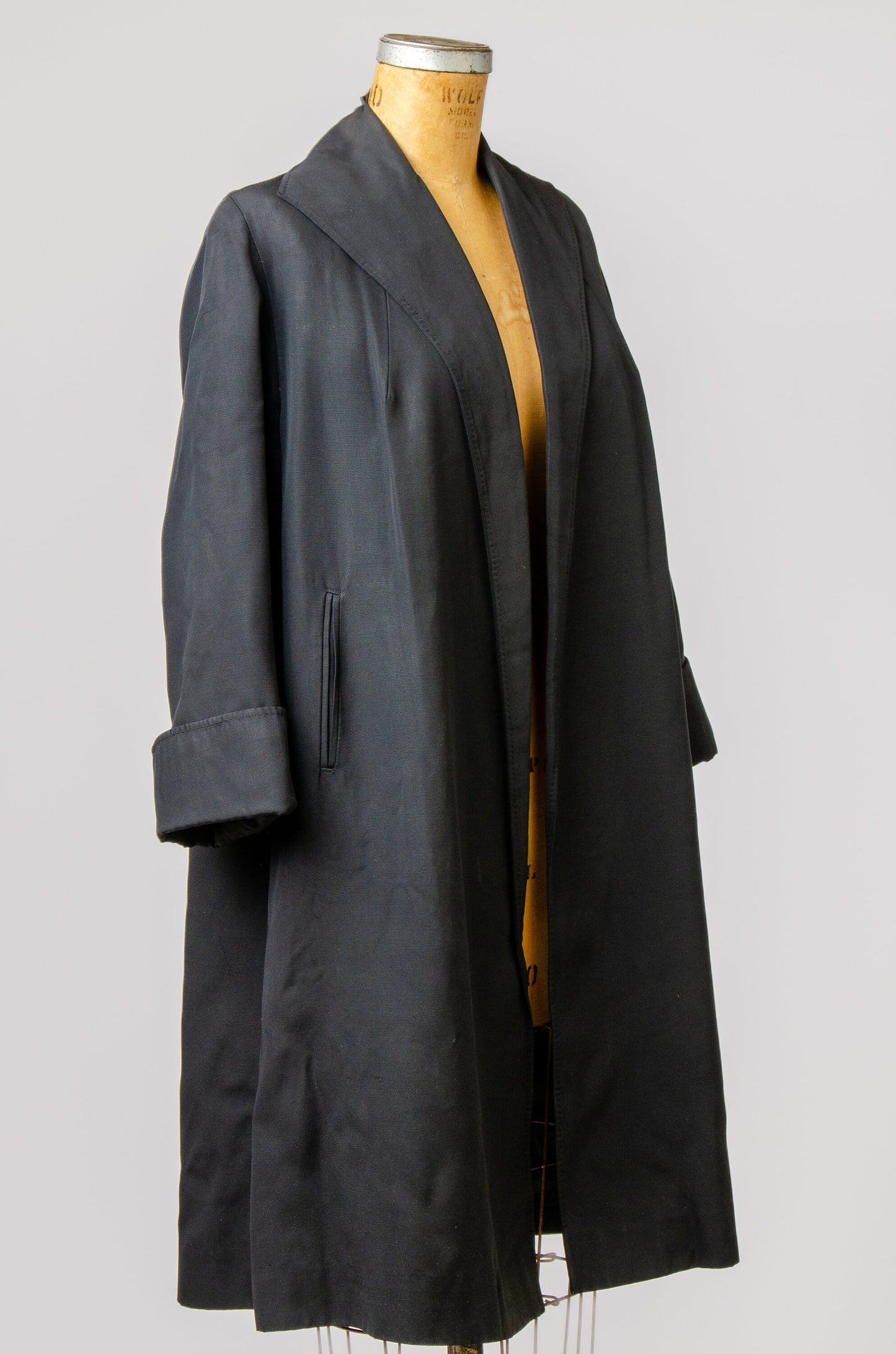 1950s Swing Coat Full Collar Rayon Mid Length Duster