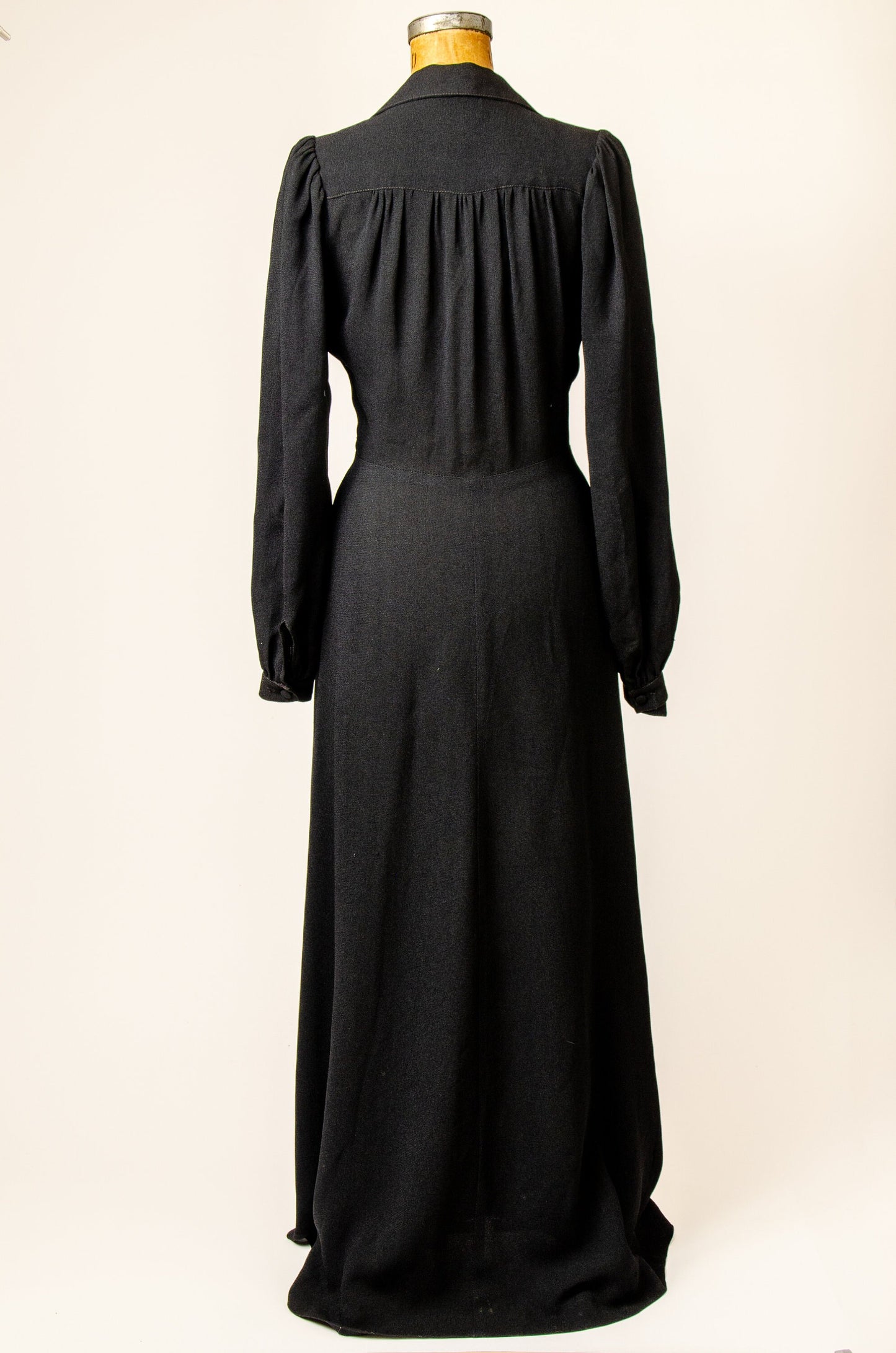 1970s Ossie Clark Maxi Dress Black Rayon Crepe Glam Dress