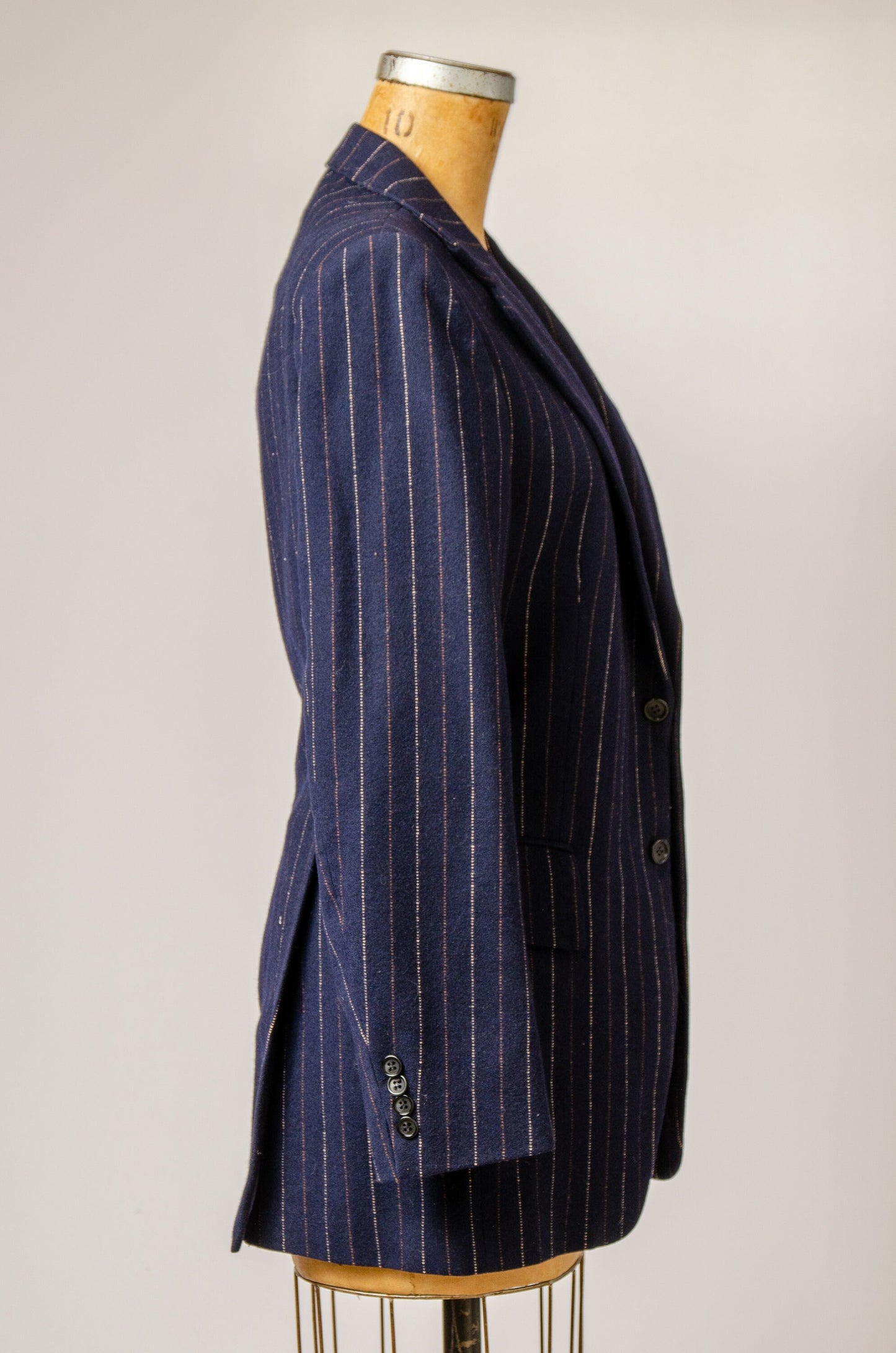 1970s YSL Pinstripe Wool Navy Blue Blazer