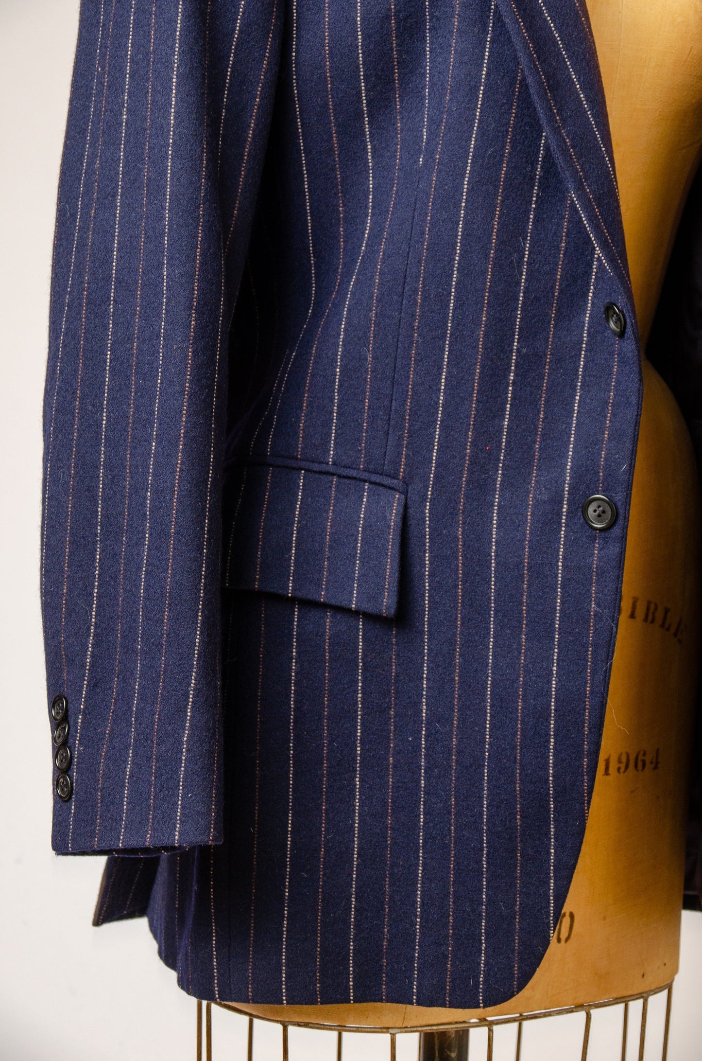 1970s YSL Pinstripe Wool Navy Blue Blazer