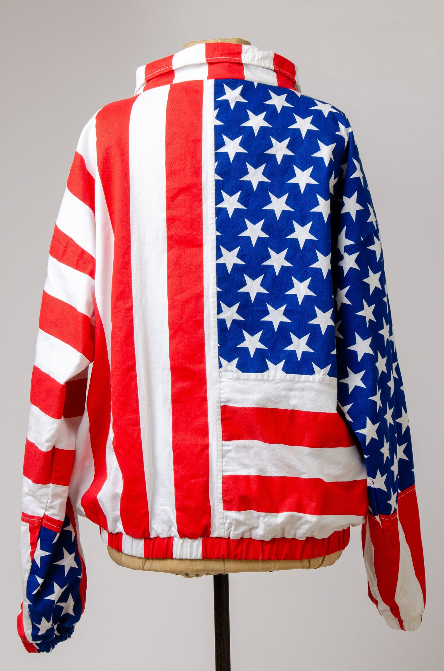 90s American Flag Bomber Jacket USA Made Cotton Stars and Stripes