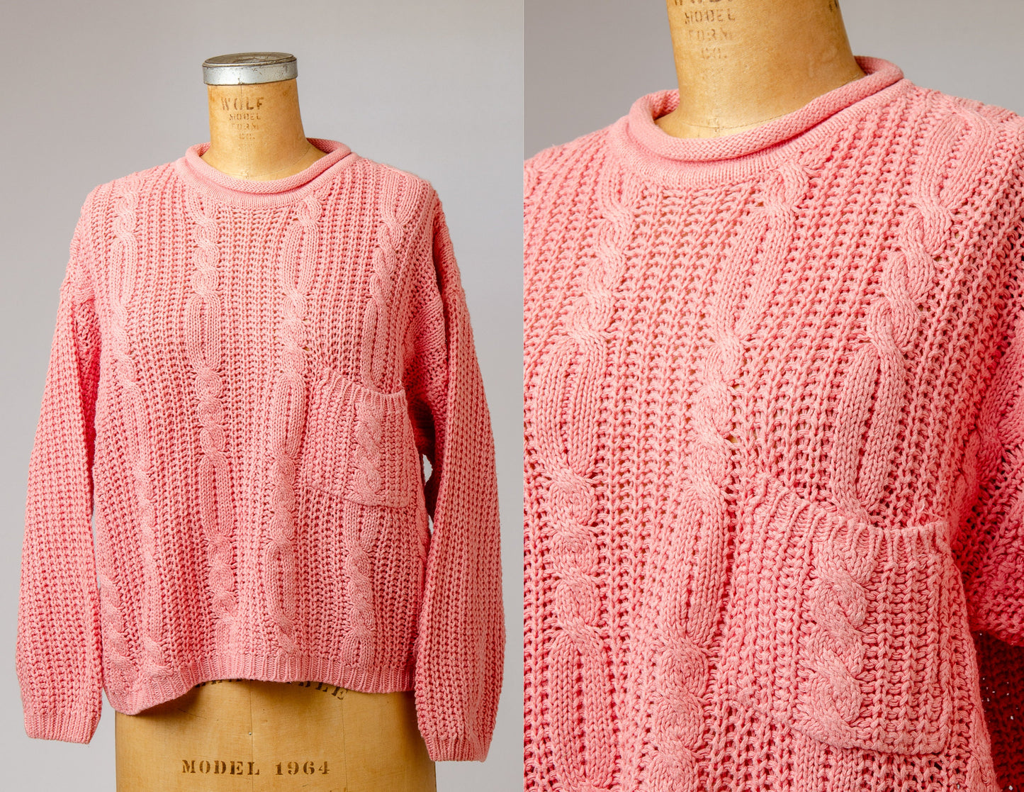 90s Pink Cotton Sweater Oversized Knit Sweater