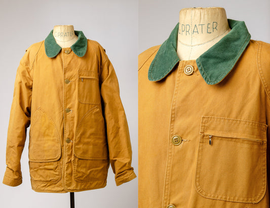 90s LL Bean Field Jacket Brown Cotton with Corduroy Collar Jacket